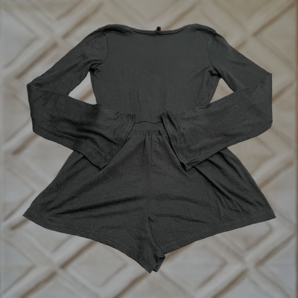 Urban Outfitters Out From Under Urban Outfitters Romper Womens Small Black Tie Front Bell Sleeve Size 28" / US 6 / IT 42 - 1 Thumbnail