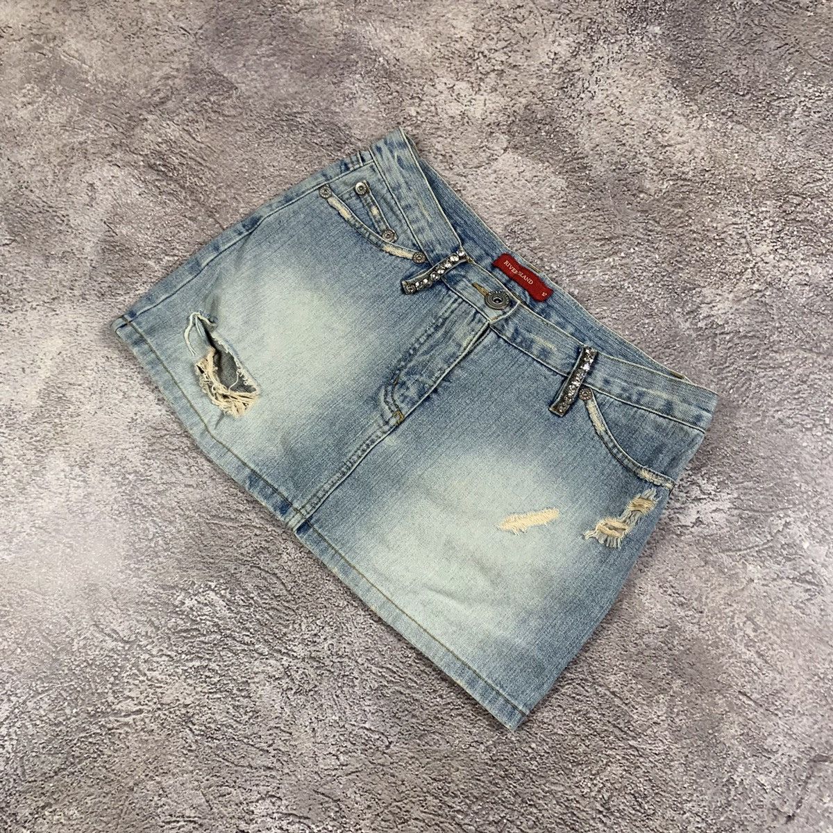 Vintage Y2K Vintage Distressed Mini Skirt Thrashed Streetwear 29 Size 29" - 4 Thumbnail