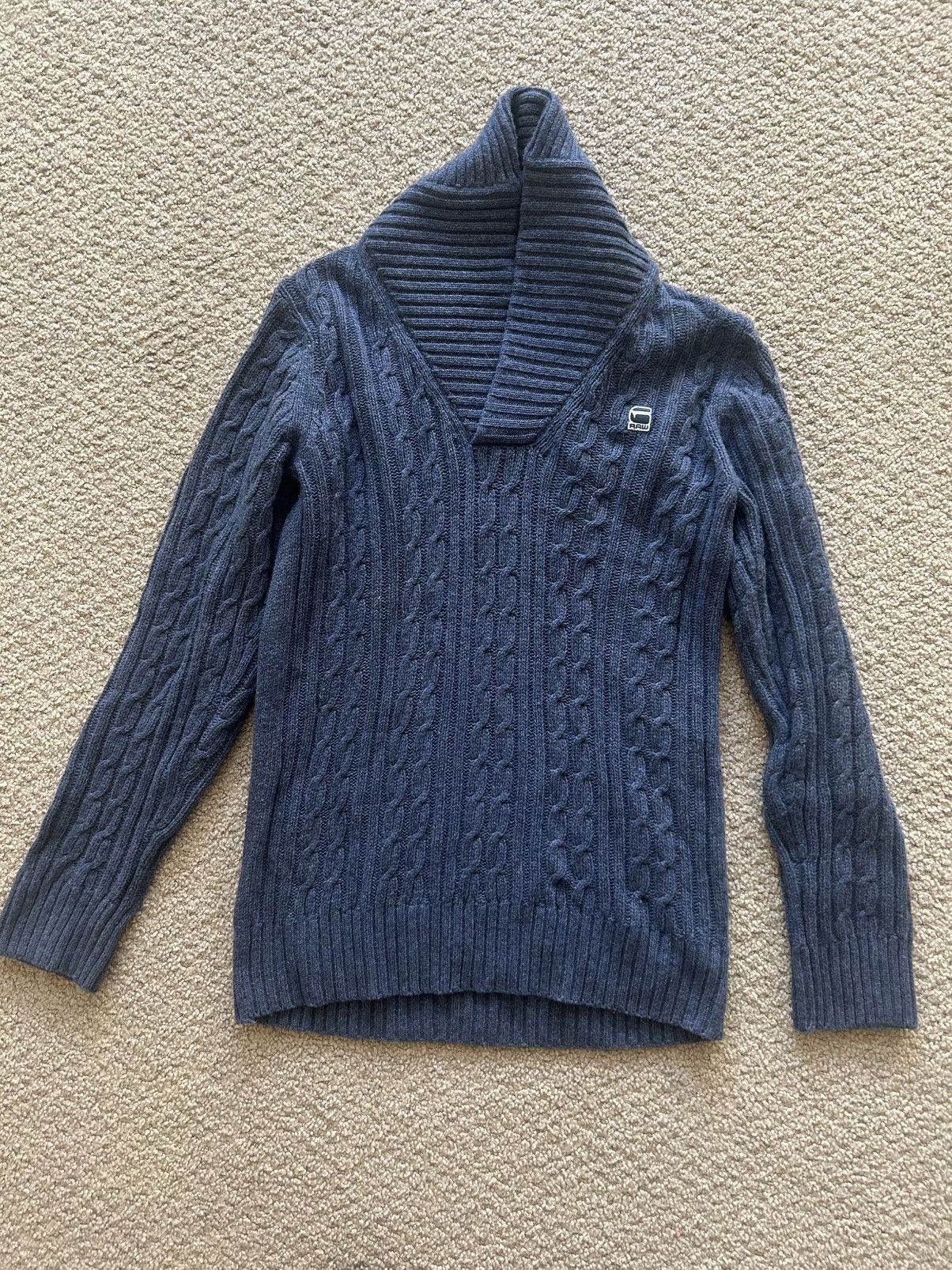 G-Star G star raw denim shawl collar neck knit sweater Size US L / EU 52-54 / 3 - 1 Thumbnail