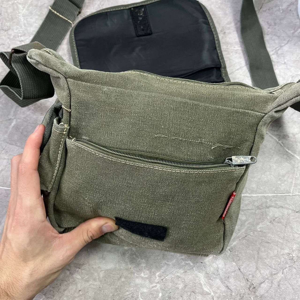 Japanese Brand Vintage Diesel Style Denim ORMI Faded Sling Bag Y2K Military Size ONE SIZE - 9 Thumbnail