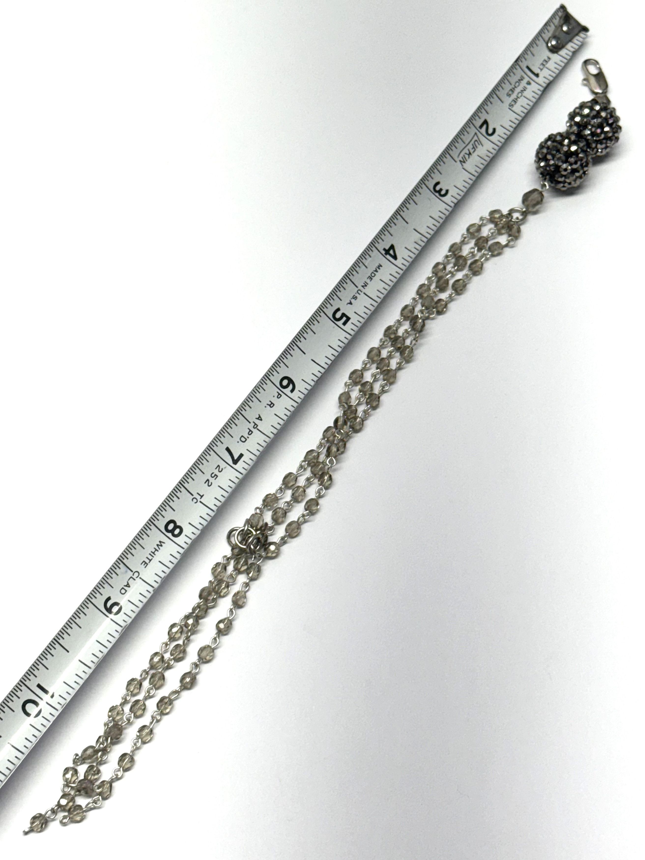 Vintage Vintage gray crystal beaded tassel rhinestone bracelet Size ONE SIZE - 4 Thumbnail