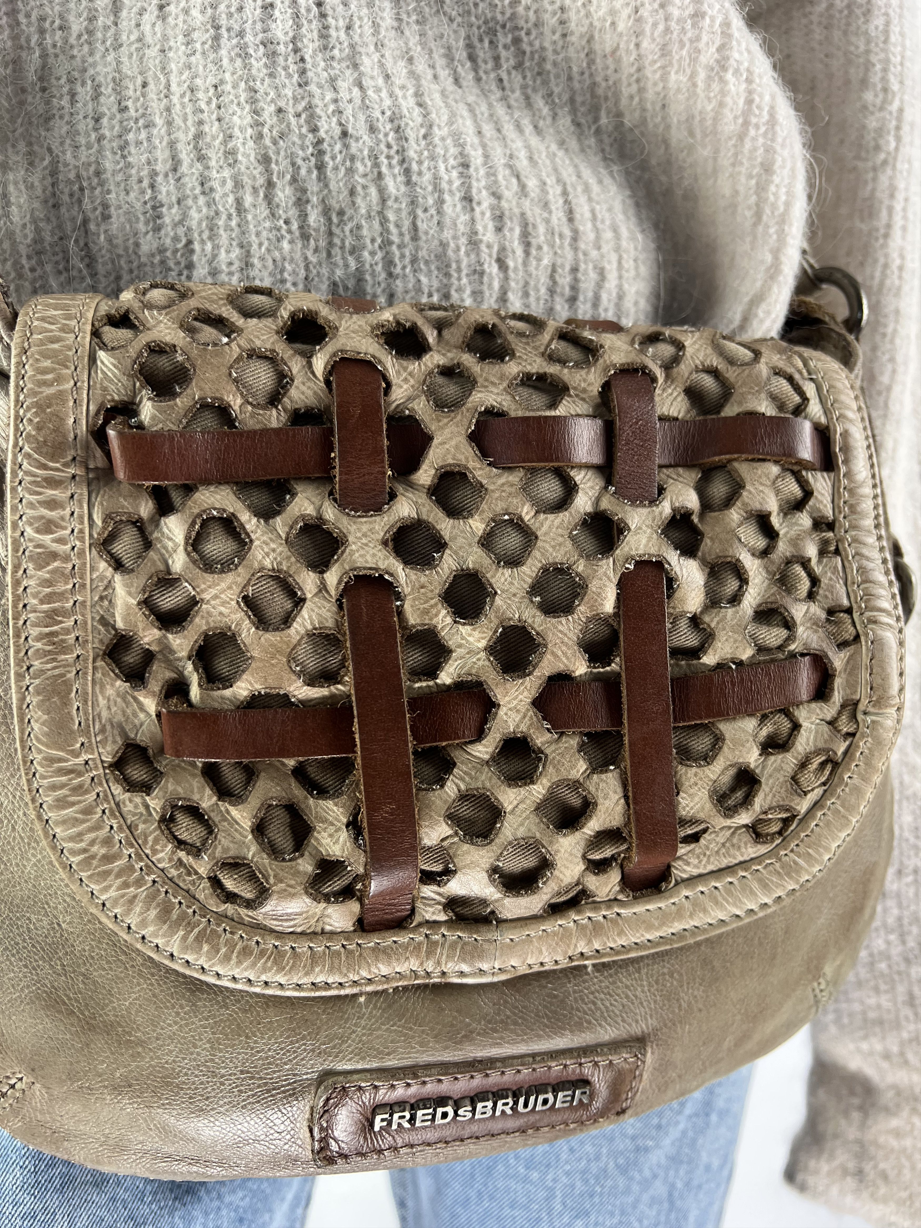 Designer Fredsbruder Brown Leather Crossbody Bag Size ONE SIZE - 6 Thumbnail
