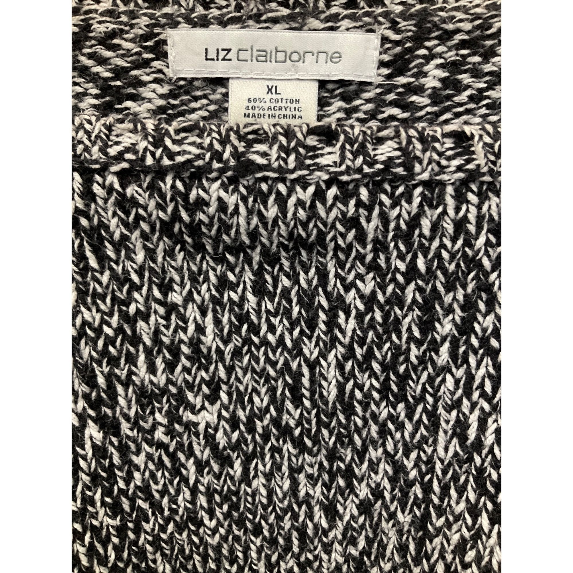 Liz Claiborne Liz Claiborne Black & White Knit Sweater XL Cotton Blend Wom Size XL / US 12-14 / IT 48-50 - 3 Thumbnail