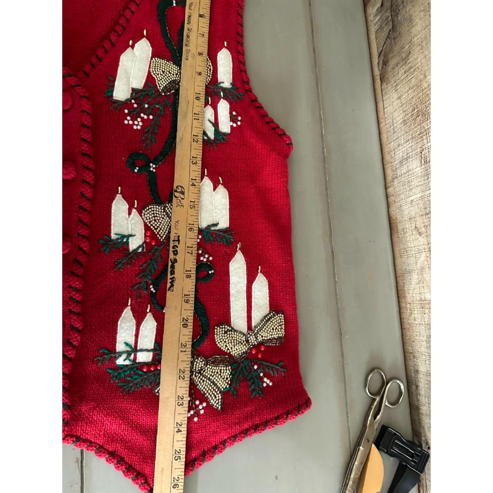 Vintage VINTAGE Victoria Jones Sweater Womens Large Red Christmas mistletoe Holiday Vest Top Size L / US 10 / IT 46 - 6 Thumbnail