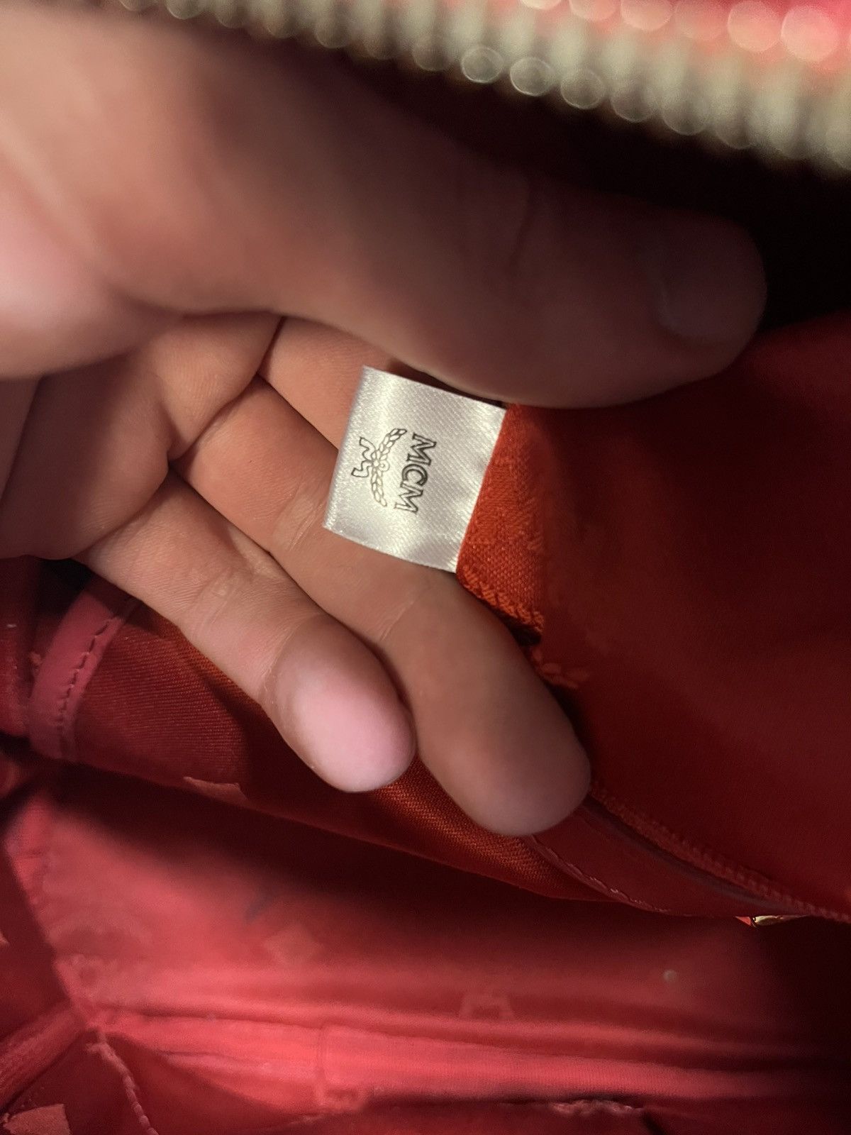 MCM MCM Red/Watermelon Colour Logo Monogram Backpack Size ONE SIZE - 9 Thumbnail