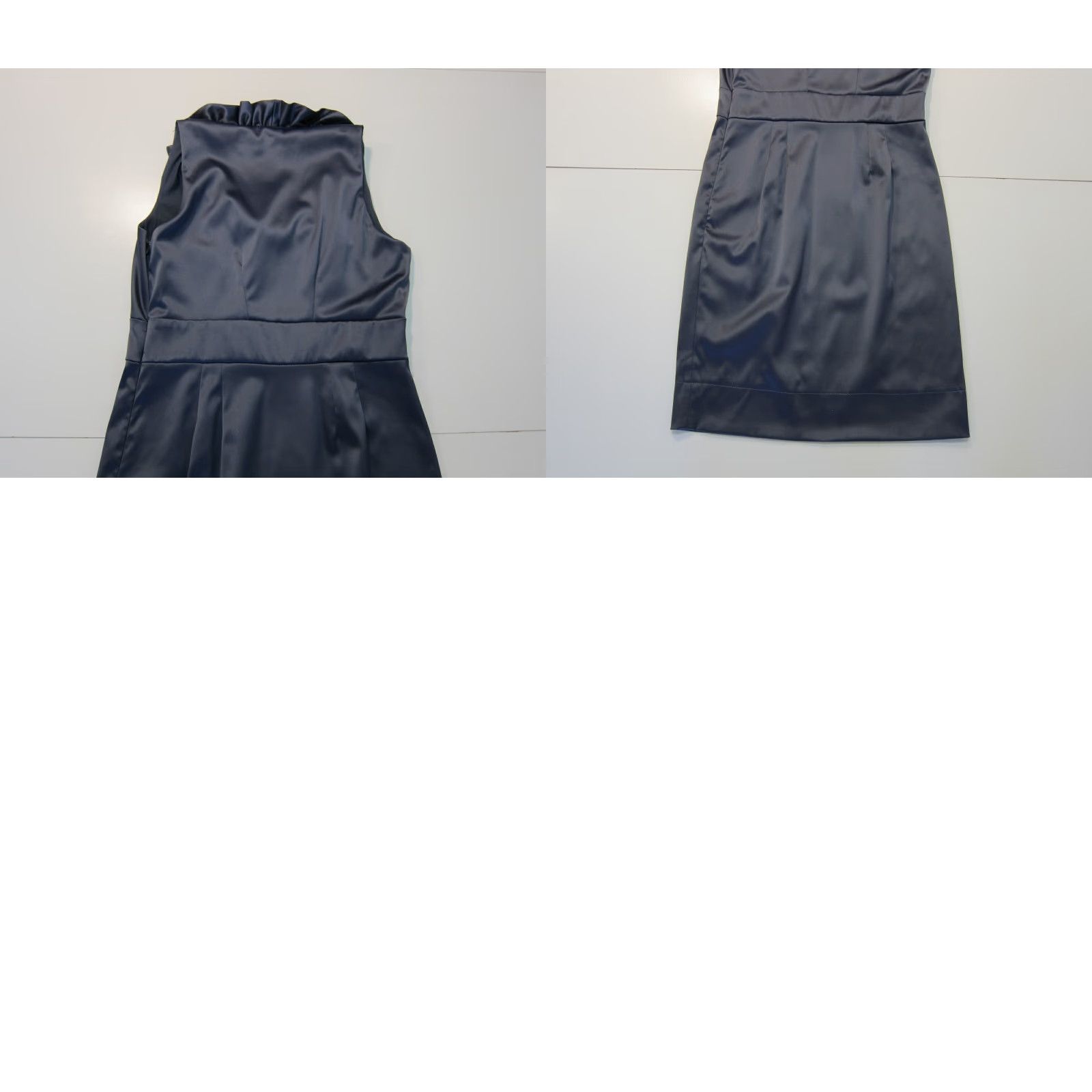 Vintage Julian Taylor NY Grey Satin Stretch Sleeveless Ruffle Pleated Dress Women Size 8 Size M / US 6-8 / IT 42-44 - 8 Thumbnail