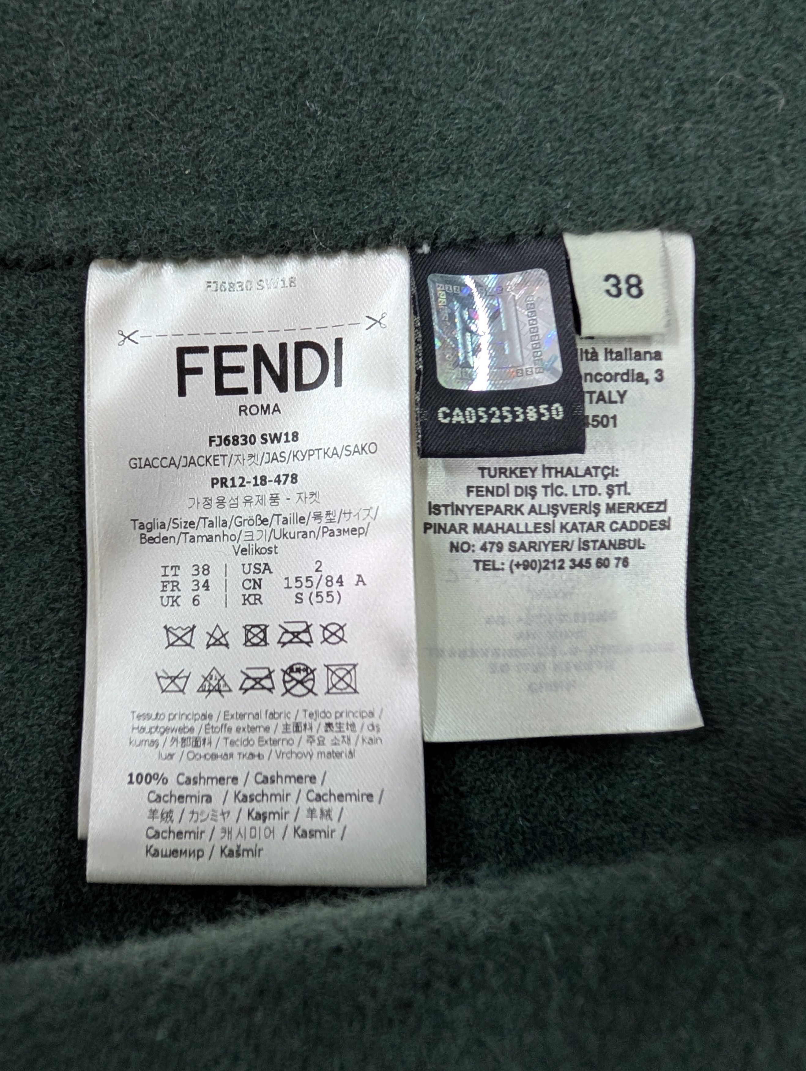 Fendi Fendi Grey Cashmere Short Sleeve Coat With Fur Wrist Size XS / US 0-2 / IT 36-38 - 7 Thumbnail