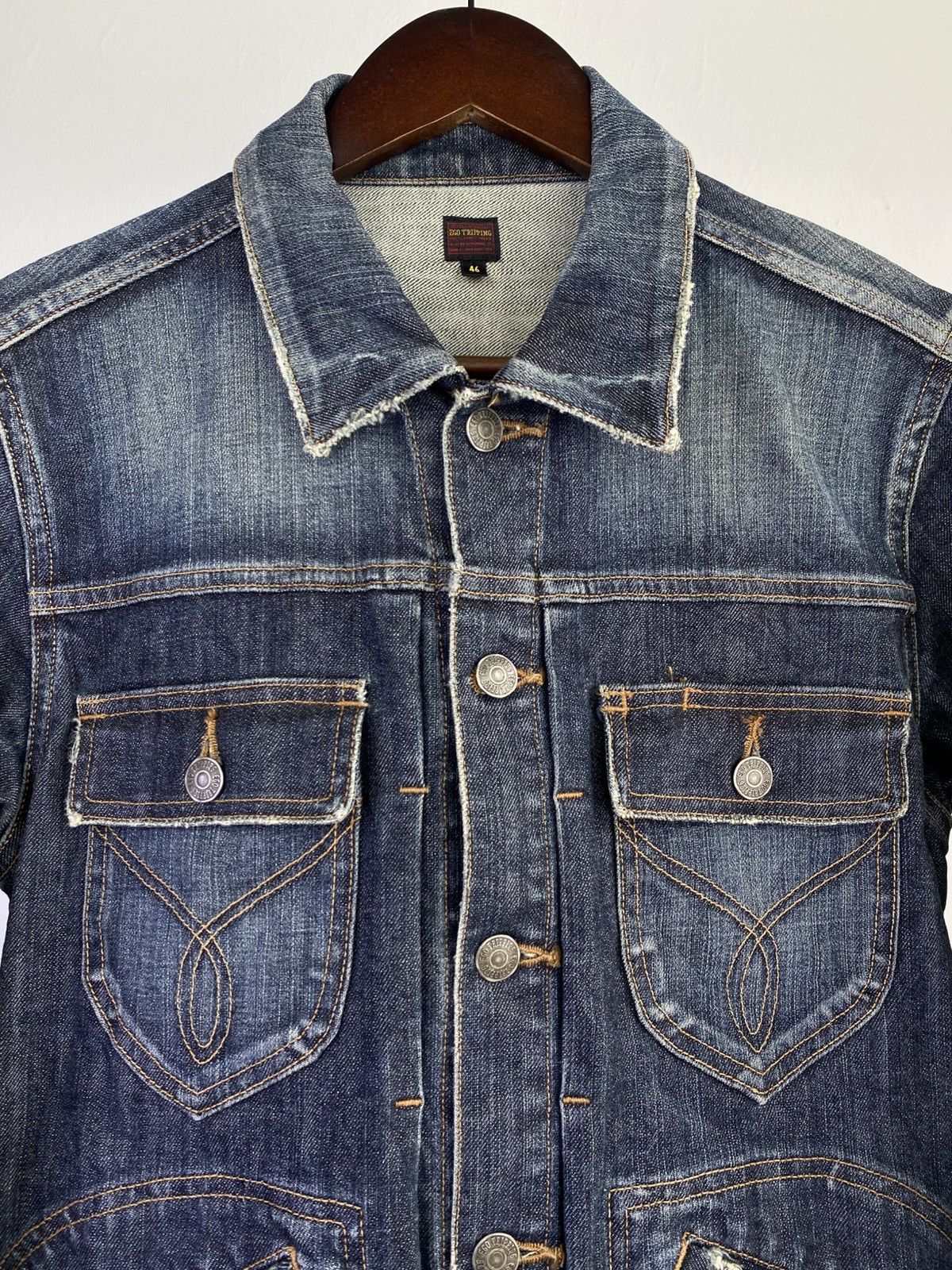 Ego Tripping Ego Tripping Distressed Denim Trucker Jacket Japan Size US S / EU 44-46 / 1 - 9 Thumbnail