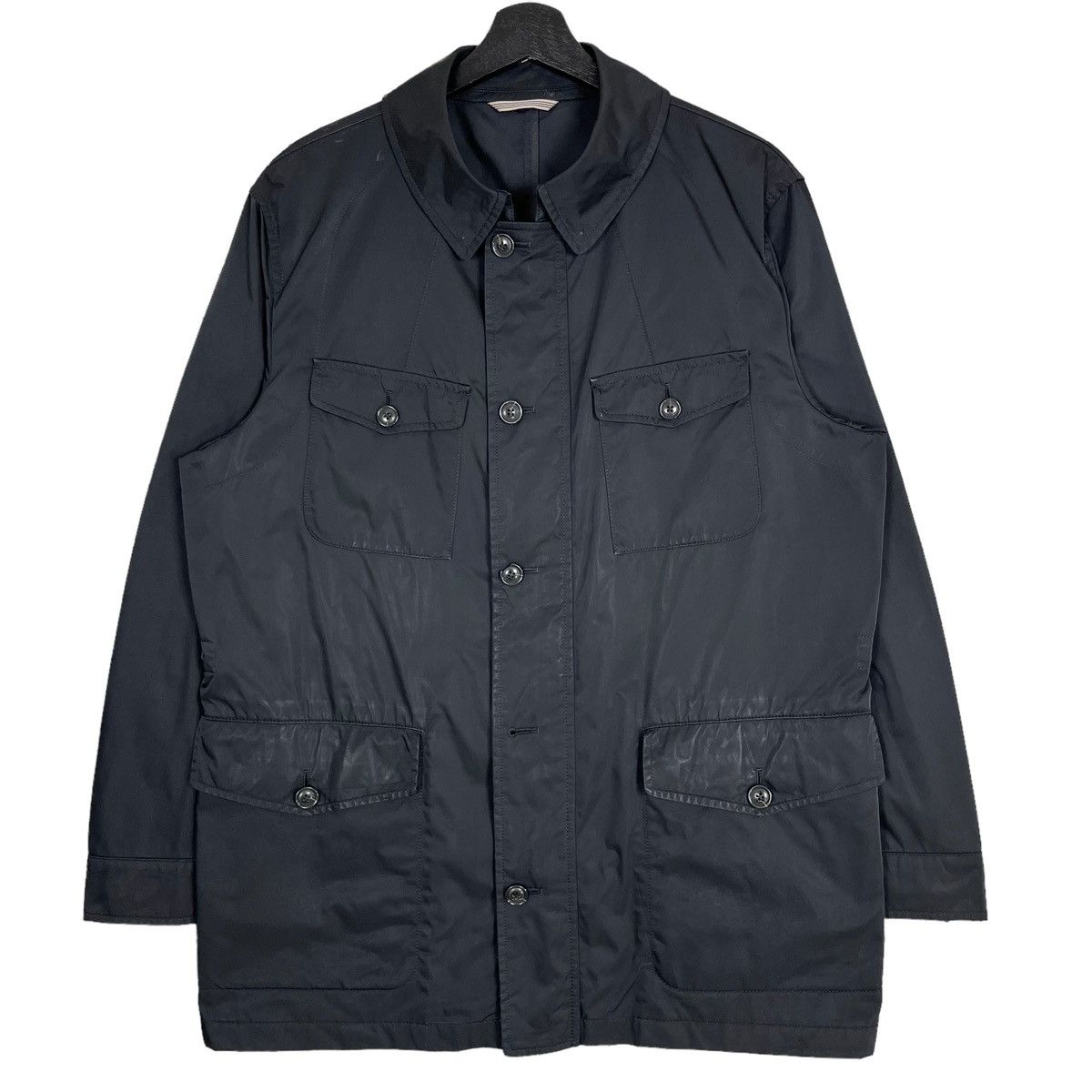 Image of Burberry London Men’S Wool Nylon Utility Parka Jacket in Black, Men's (Size Large)