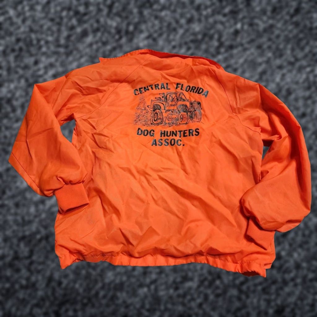Vintage West Ark Dog Hunters Association Windbreaker Jacket Men M Orange Nylon 90s