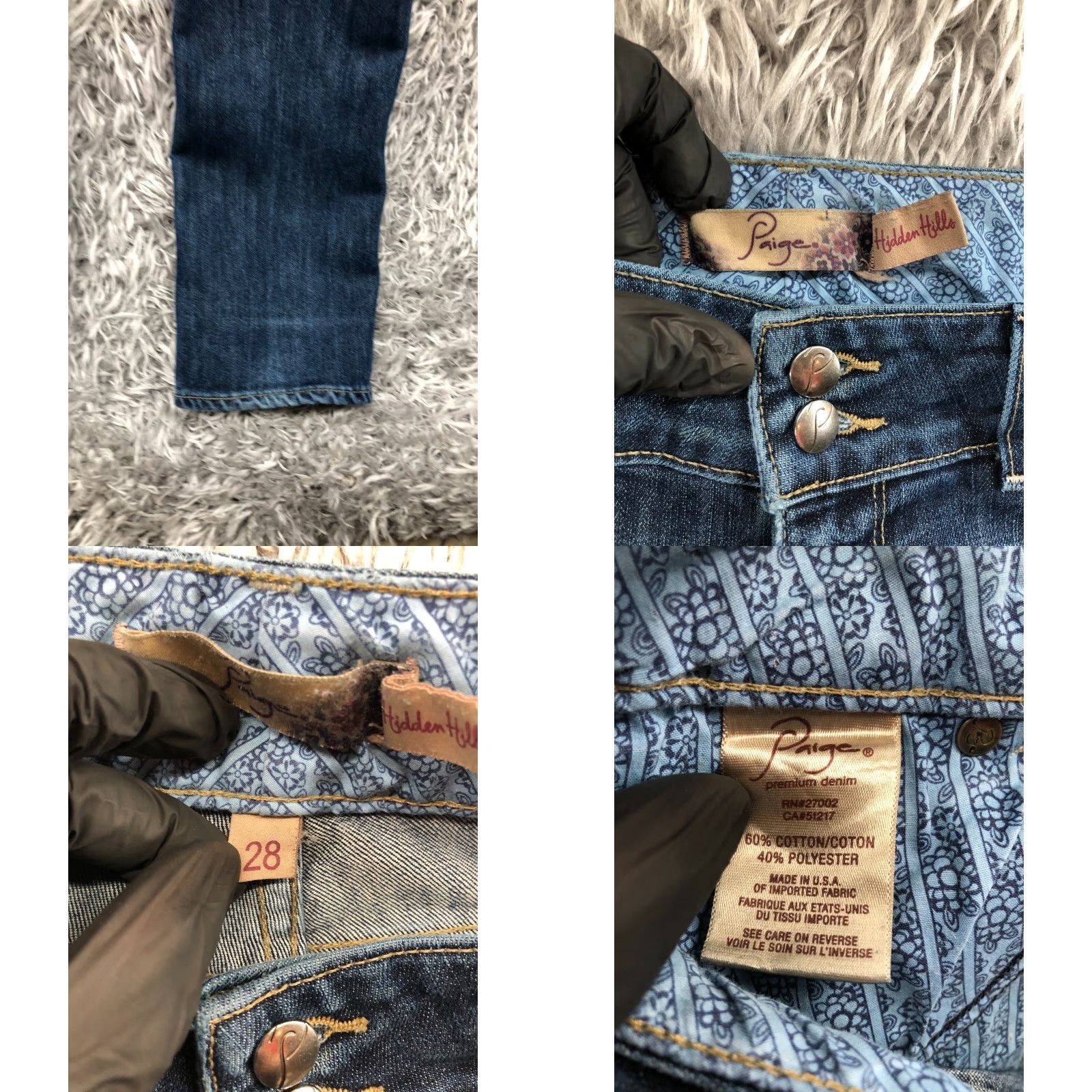 Paige Paige Hidden Hills Jeans Skinny Womens Medium Blue 28 Regular Denim ZIP Pockets 5-Pocket Style Modern Classic Vintage No? Size 28" / US 6 / IT 42 - 9 Thumbnail