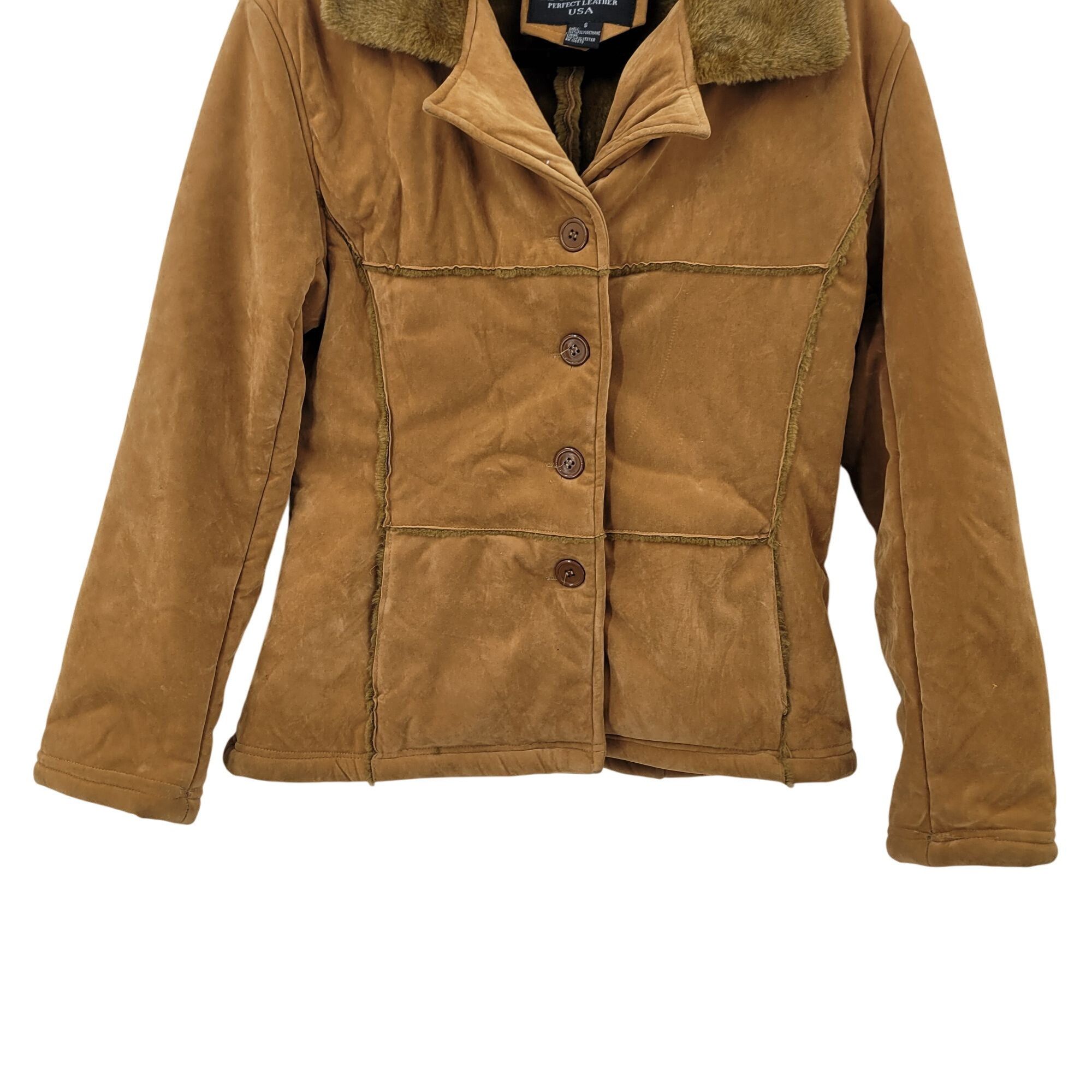 Oscar Piel Vtg Oscar Piel Faux Suede Jacket Camel Faux Fur Lining Butto Size S / US 4 / IT 40 - 5 Thumbnail