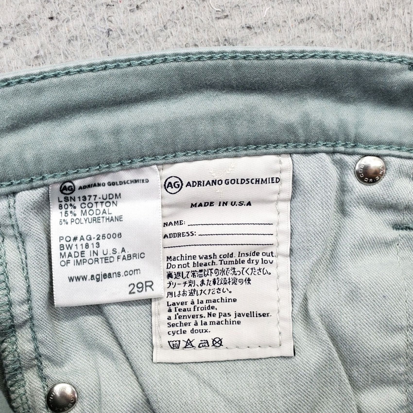 Vintage AG Adriano Goldschmied Pants Women 29 Green Slim Straight 5-Pockets Design Shirt Size 29" - 8 Thumbnail