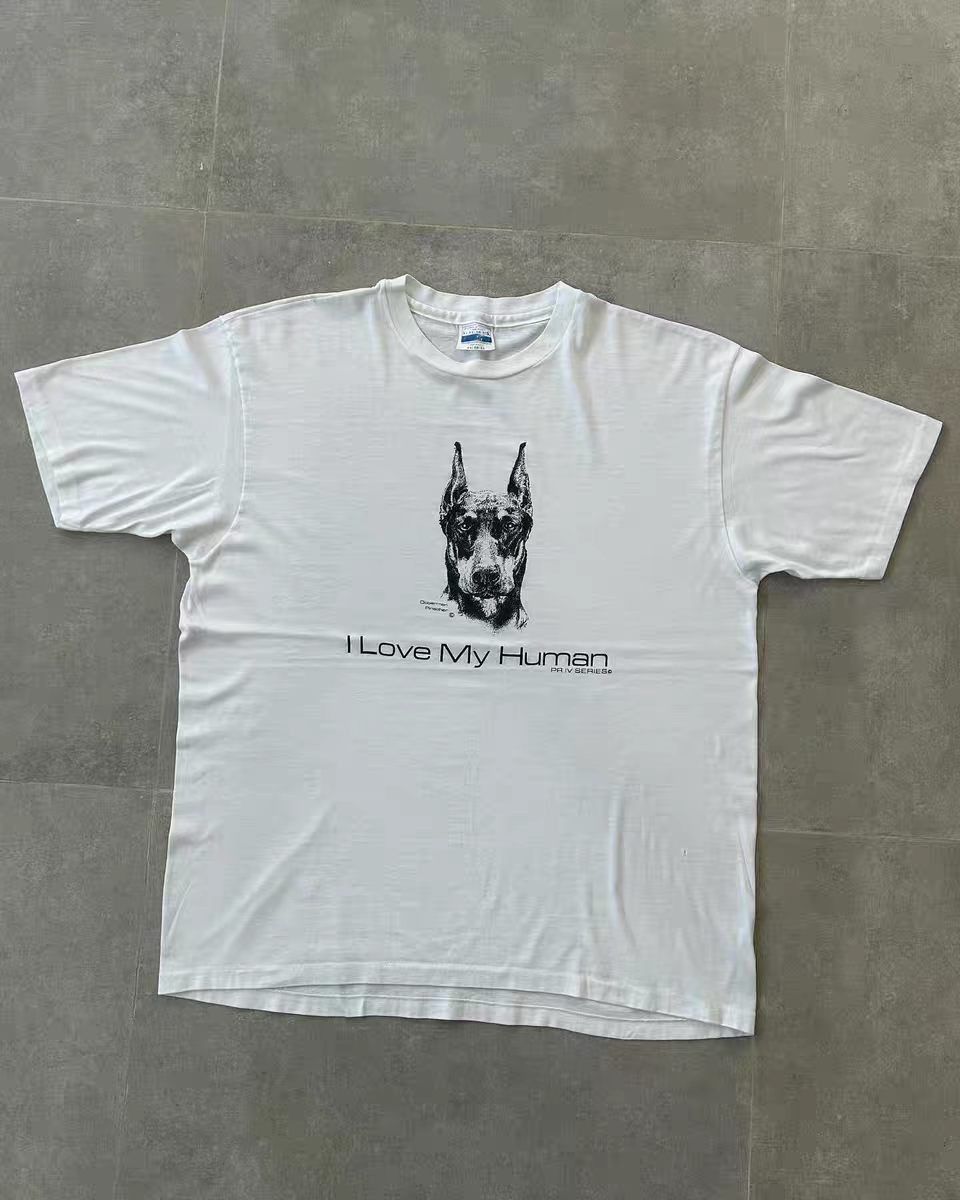 Vintage White Washed Vintage Puppy Print T-Shirt Size US M / EU 48-50 / 2 - 1 Thumbnail