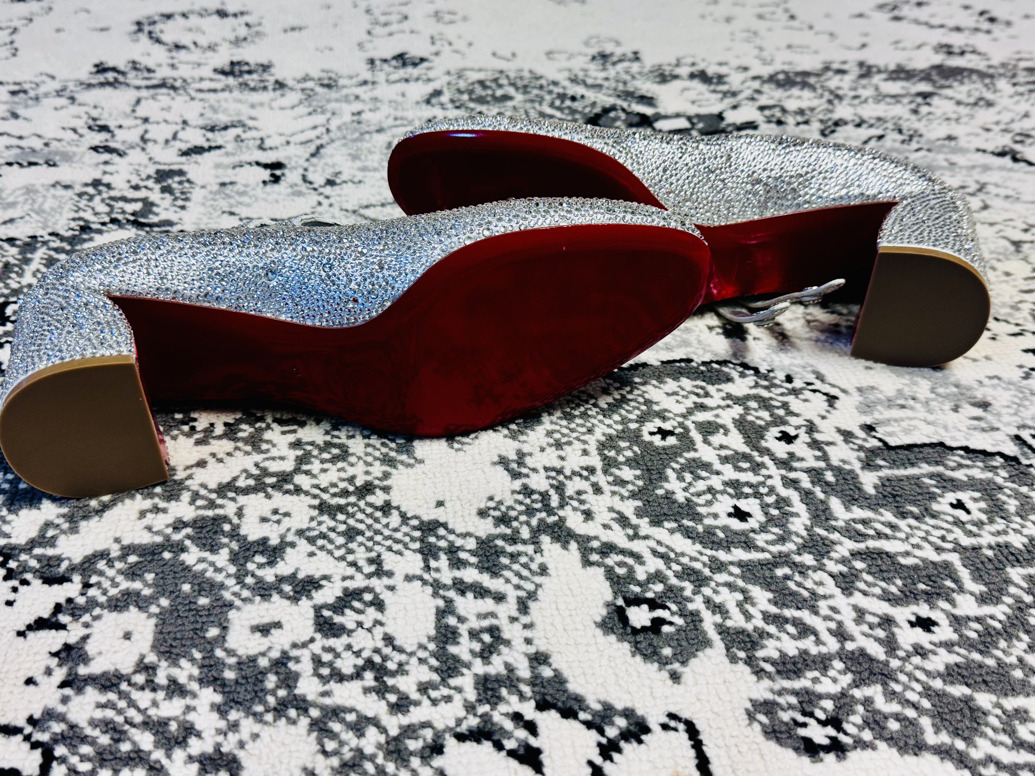 Christian Louboutin Christian Louboutin Silver Strass Mary Jane Heel US11 Size US 11 / IT 41 - 3 Thumbnail