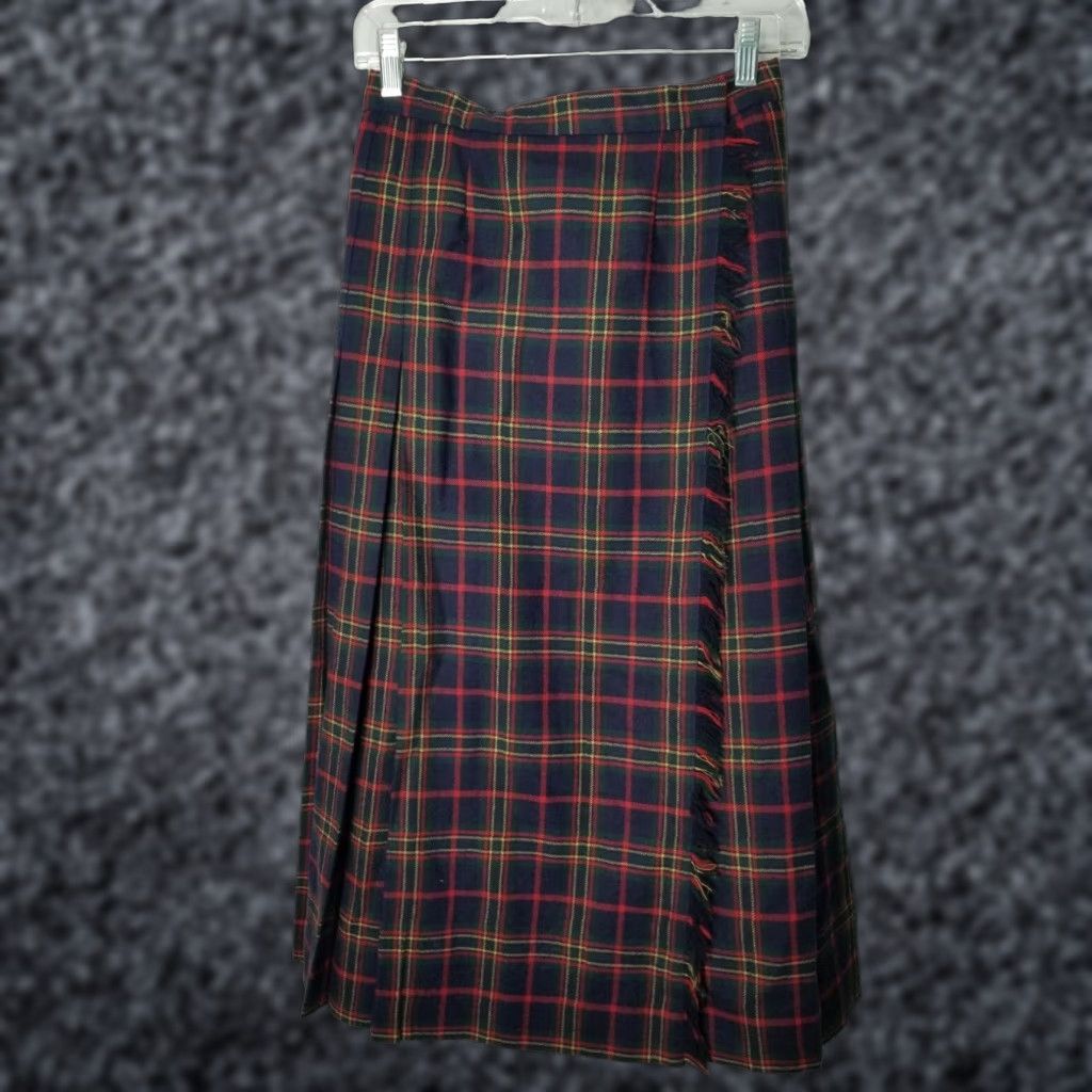 Vintage VINTAGE David Brooks Wool Plaid Pleated Skirt Kilt Adult Women's Size 8 Blue Size 30" / US 8 / IT 44 - 1 Thumbnail