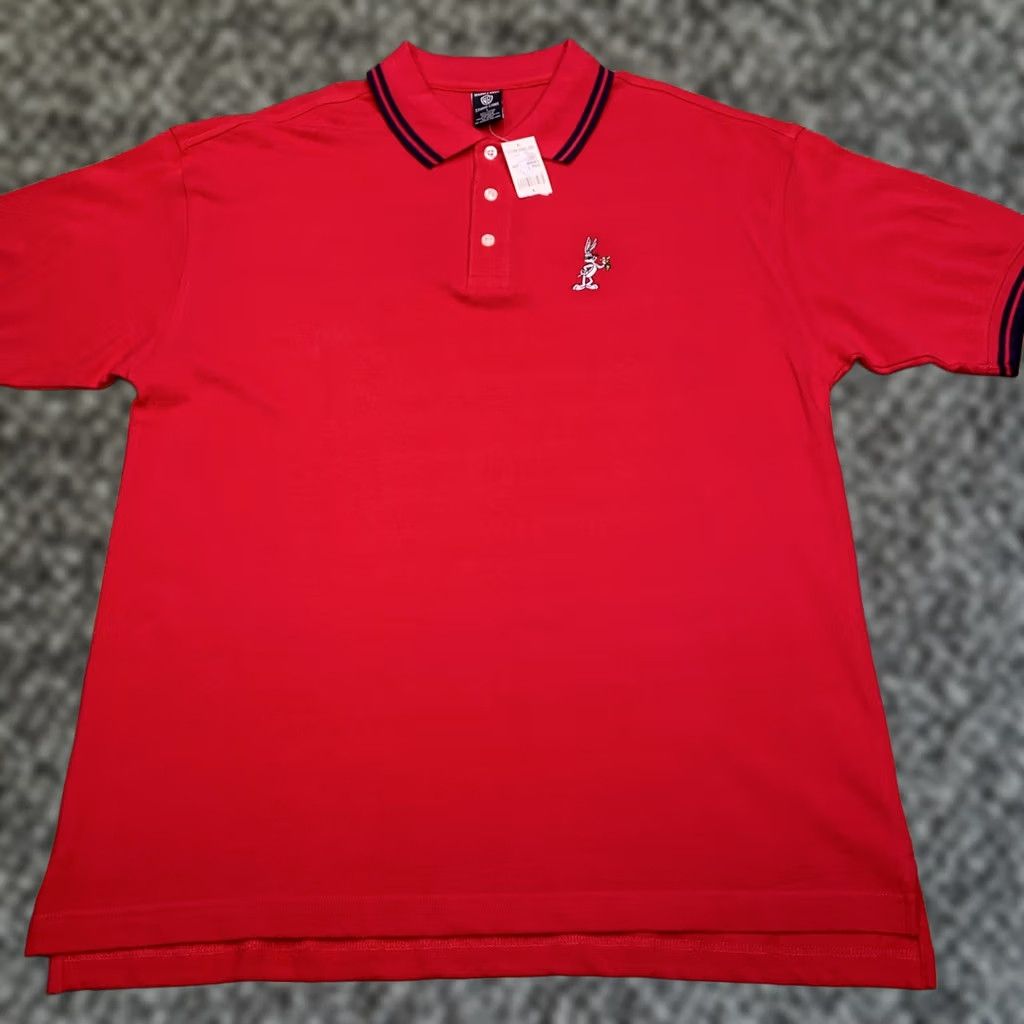 Vintage VINTAGE Warner Bros. Polo Shirt Mens L Red Bugs Bunny 90s Cartoon Embroidered Short Sleeve Polo Shirt Mens Red Size US L / EU 52-54 / 3 - 1 Thumbnail