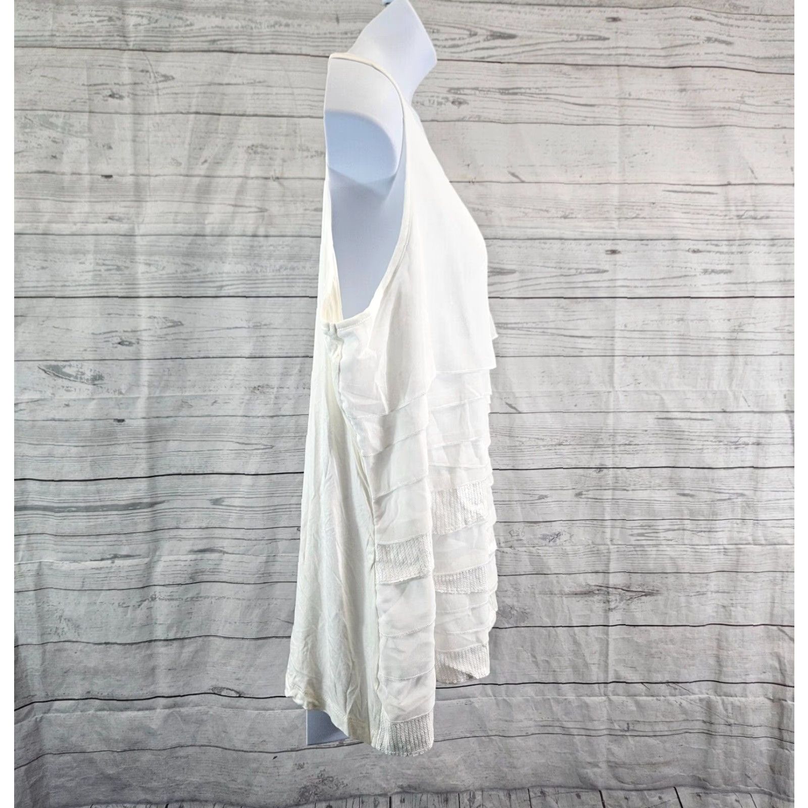 Avenue Avenue Top Womens Sz 22/24 White Sleeveless Layered Sequins Size 3XL / US 20-22 - 3 Thumbnail
