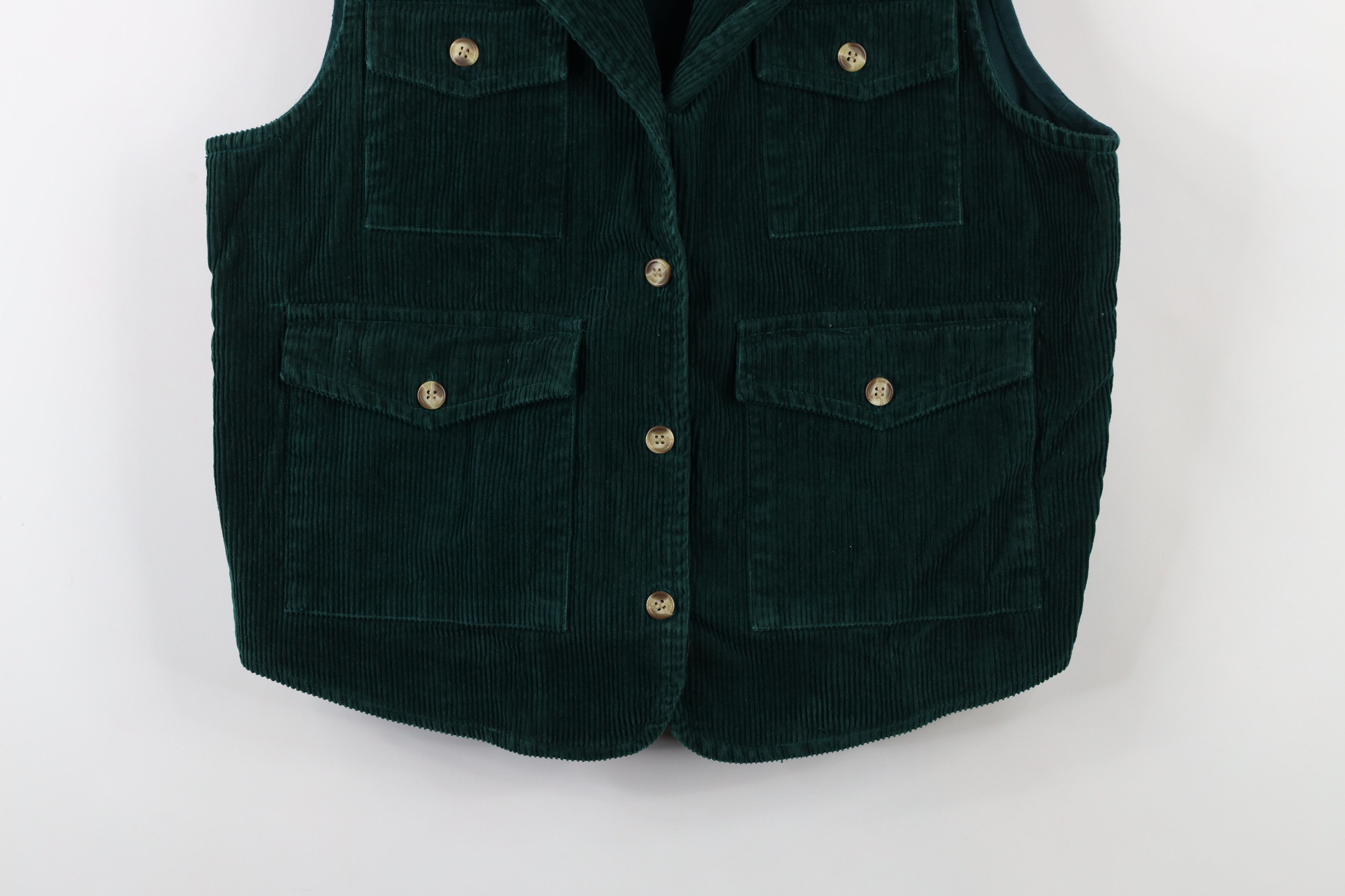 Vintage Vintage 90s Streetwear Corduroy Button Vest Jacket Green Size S / US 4 / IT 40 - 3 Thumbnail