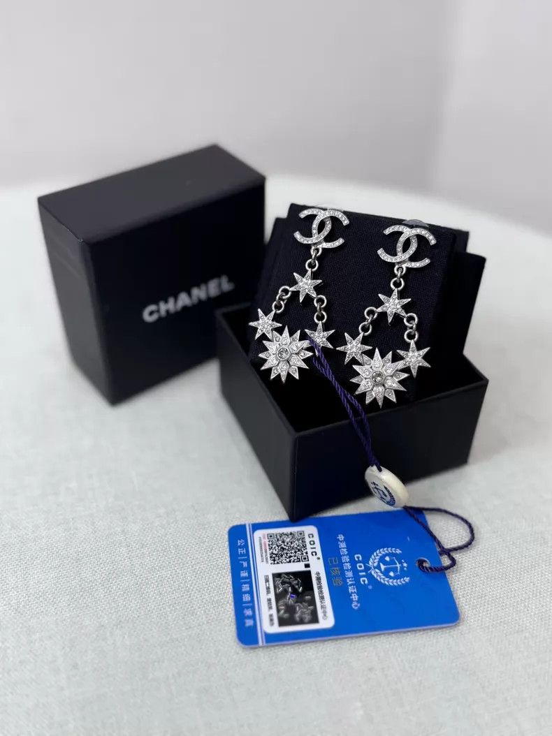 Chanel Chanel Five-star full-diamond long earrings Size ONE SIZE - 1 Thumbnail