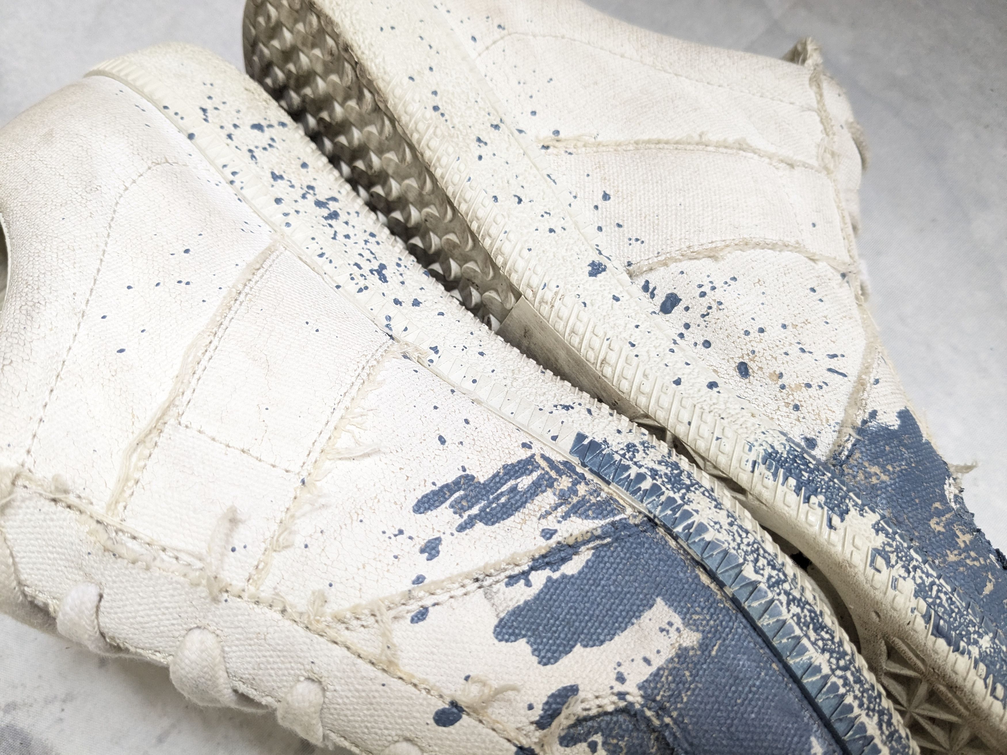 Maison Margiela MAISON MARGIELA Replica Paint Splatter Sneakers White Blue Size US 10 / EU 43 - 9 Thumbnail