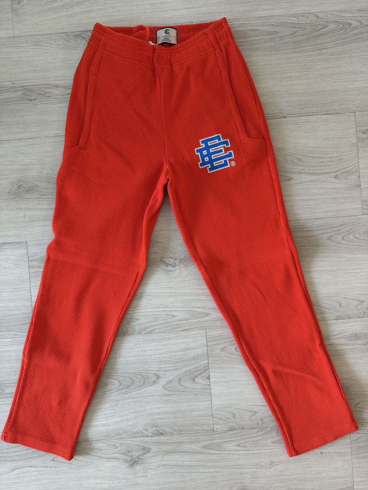ERIC EMANUEL ORANGE & BLUE WAFFLE PANTS SIZE SMALL