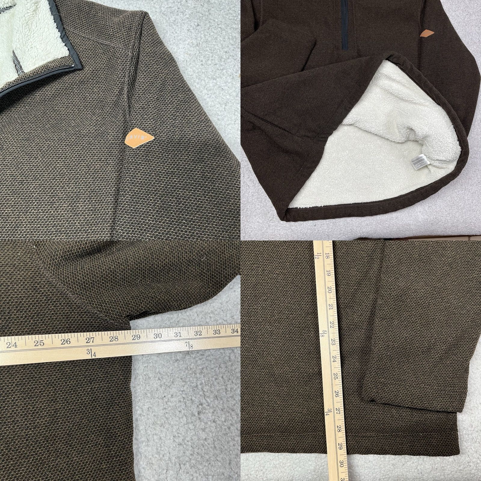 Orvis Orvis Pullover 1/4 Zip Sweater Men 2XL Brown Fleece Lined Mock Neck Jacket Outdoor Casual Winter/Vintage Style הצד Size US XXL / EU 58 / 5 - 8 Thumbnail