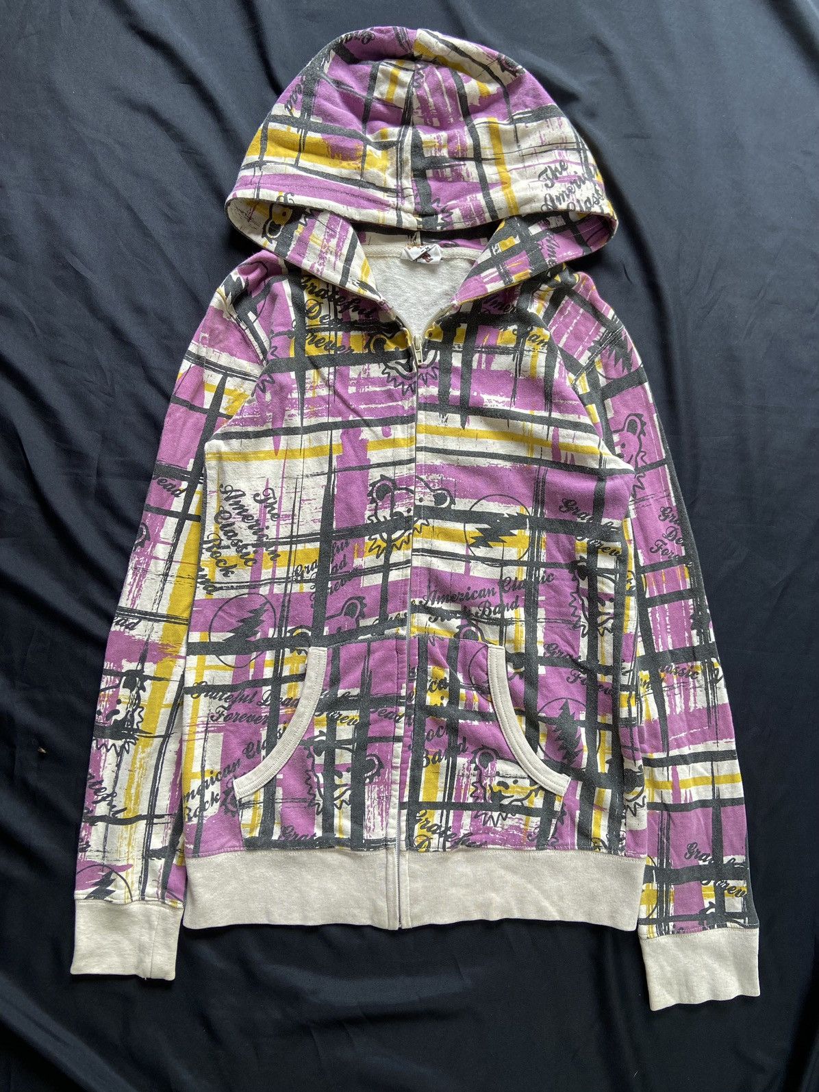 image of Band Tees x Grateful Dead American Classic Rock Band Zip Hoodie in Purple, Men's (Size Medium)