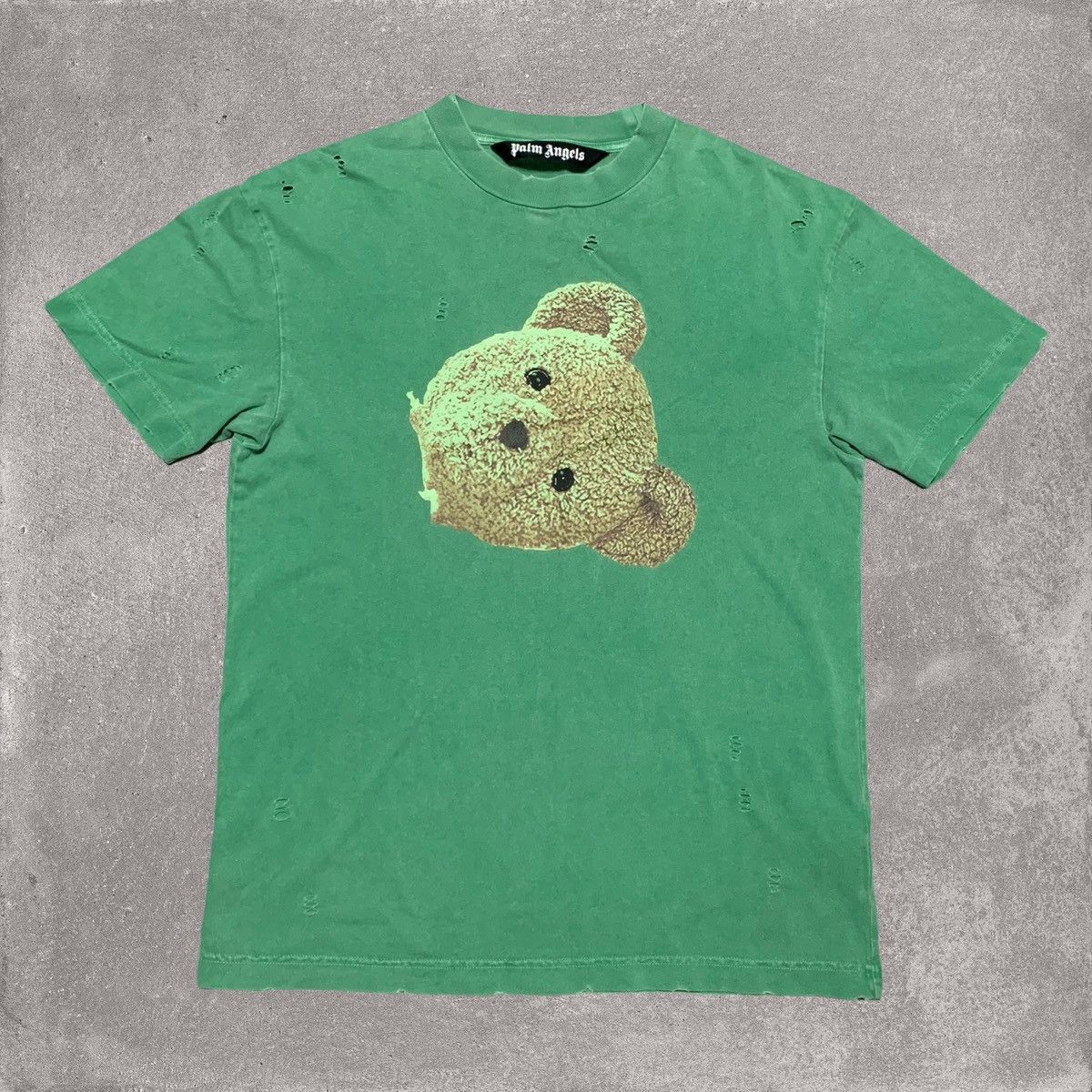 Palm Angels Palm Angels Medium Bear Head Green Tee Distressed Size US M / EU 48-50 / 2 - 1 Thumbnail
