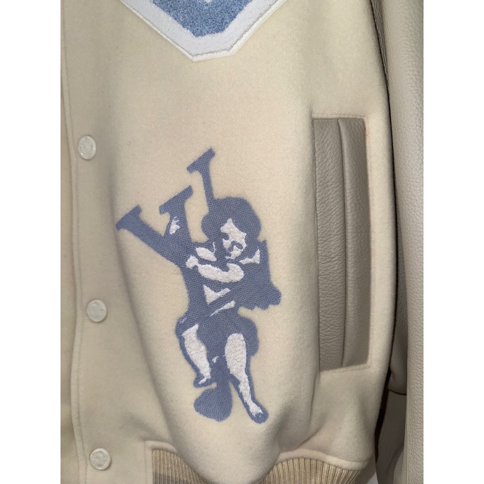 Louis Vuitton Louis Vuitton Leather Jacket Milky White Blue Patch 50 Size US M / EU 48-50 / 2 - 4 Thumbnail