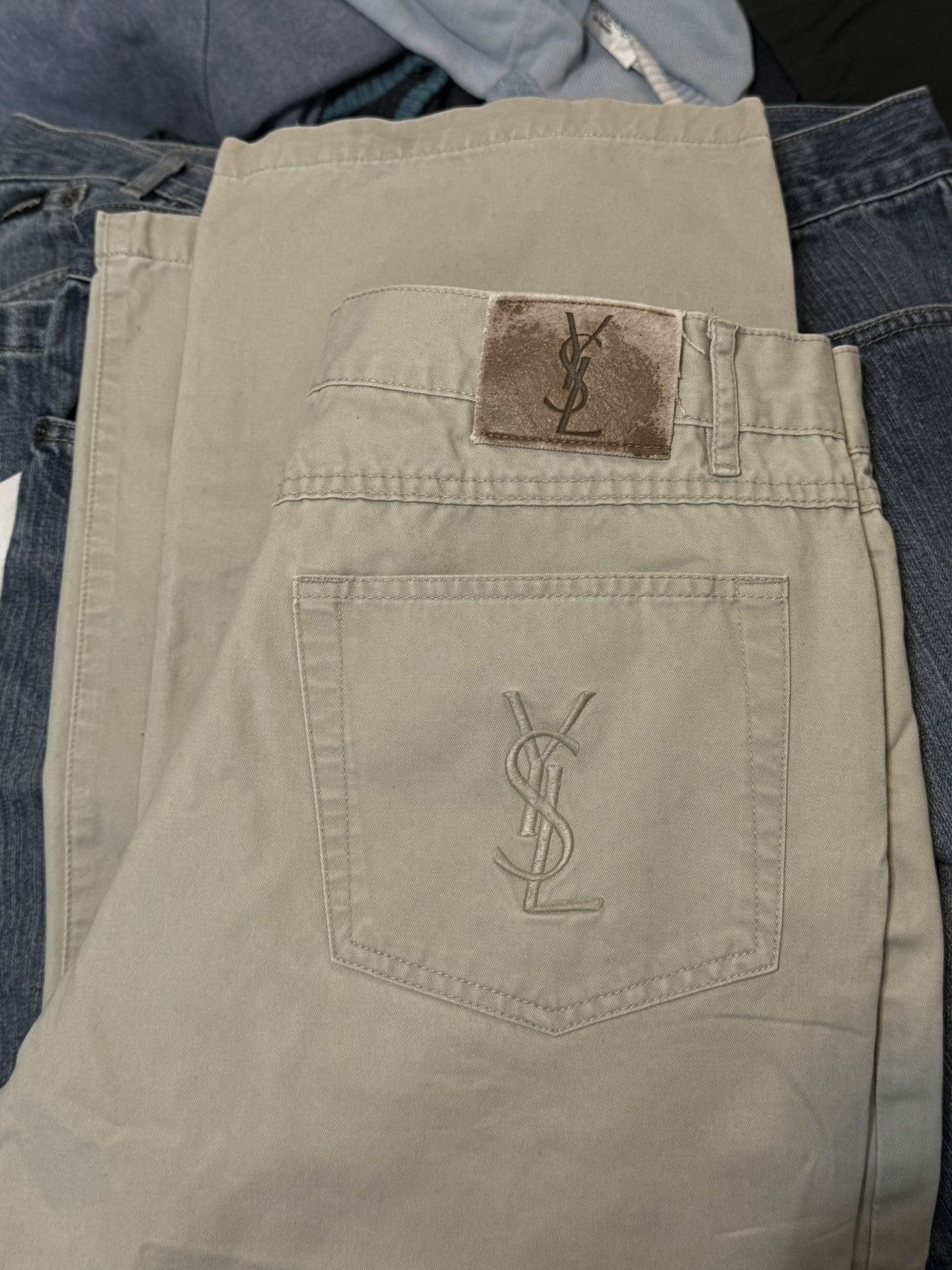 Beige 36x32 YSL Jeans Cotton Pants