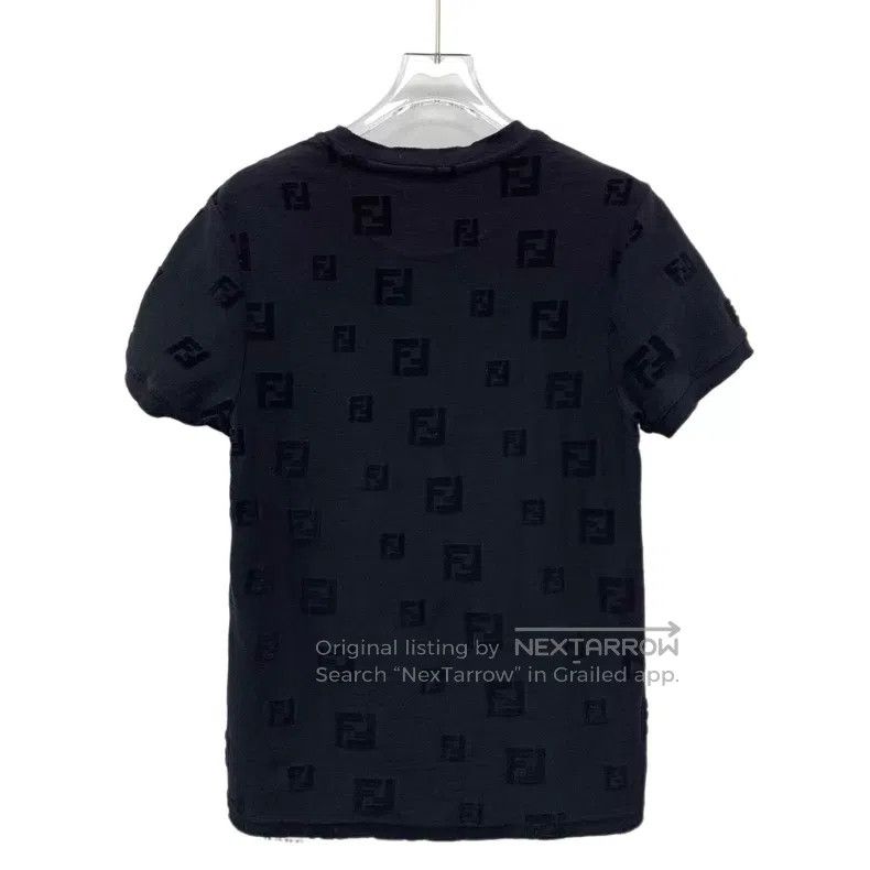 Fendi Fendi Classic Black F Logo Velvet Cotton Jersey Short Slee Size US XS / EU 42 / 0 - 2 Thumbnail