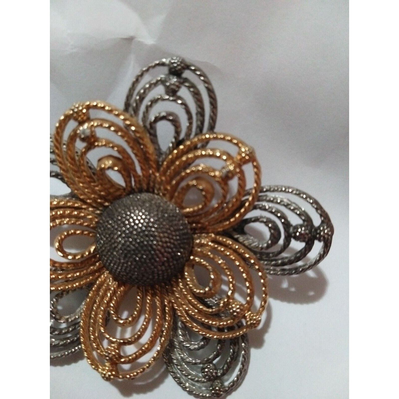 Other Flower Pin With Silver Tone And Gold Tone In Color 2 Inches Size ONE SIZE - 3 Thumbnail