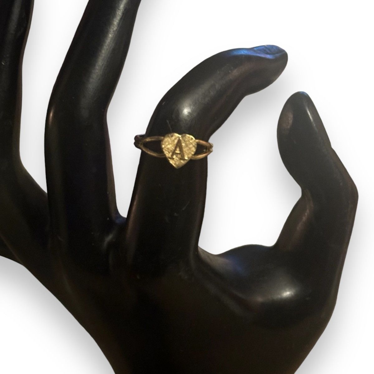Vintage Vintage letter A heart shaped adjustable ring Size ONE SIZE - 3 Thumbnail