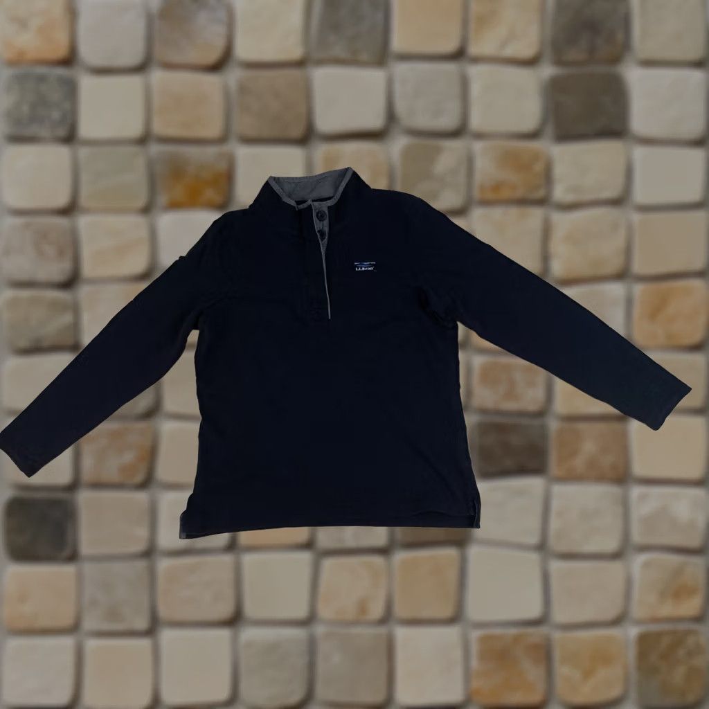 Vintage VINTAGE L.L. Bean 1/4 Zip Sweater Navy Blue Cotton Fleece Long Sleeve Large Unisex Adults Size US L / EU 52-54 / 3 - 1 Thumbnail