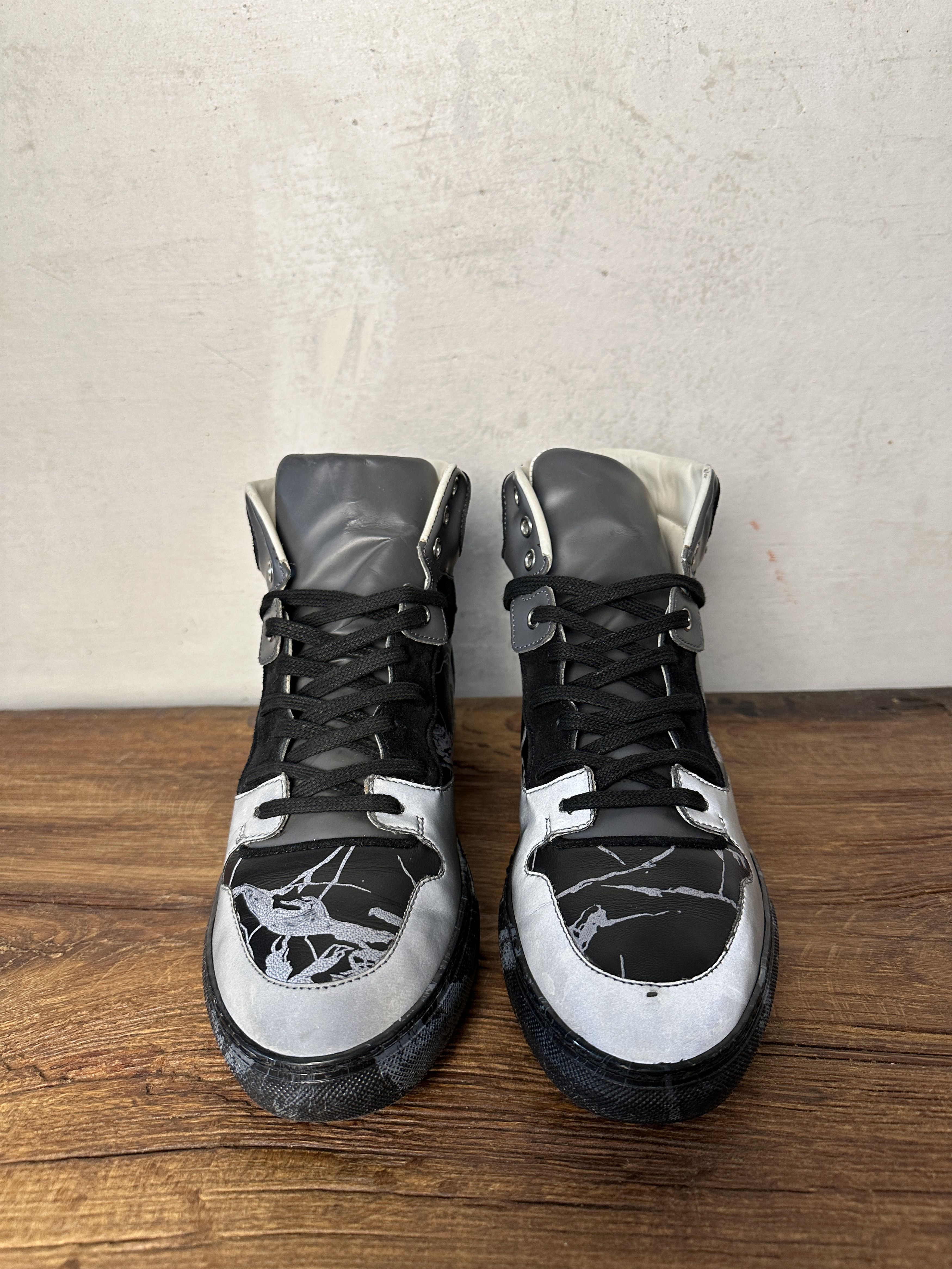 Balenciaga Balenciaga High Top Marble Print Black White Sneakers Size US 7 / EU 40 - 7 Thumbnail