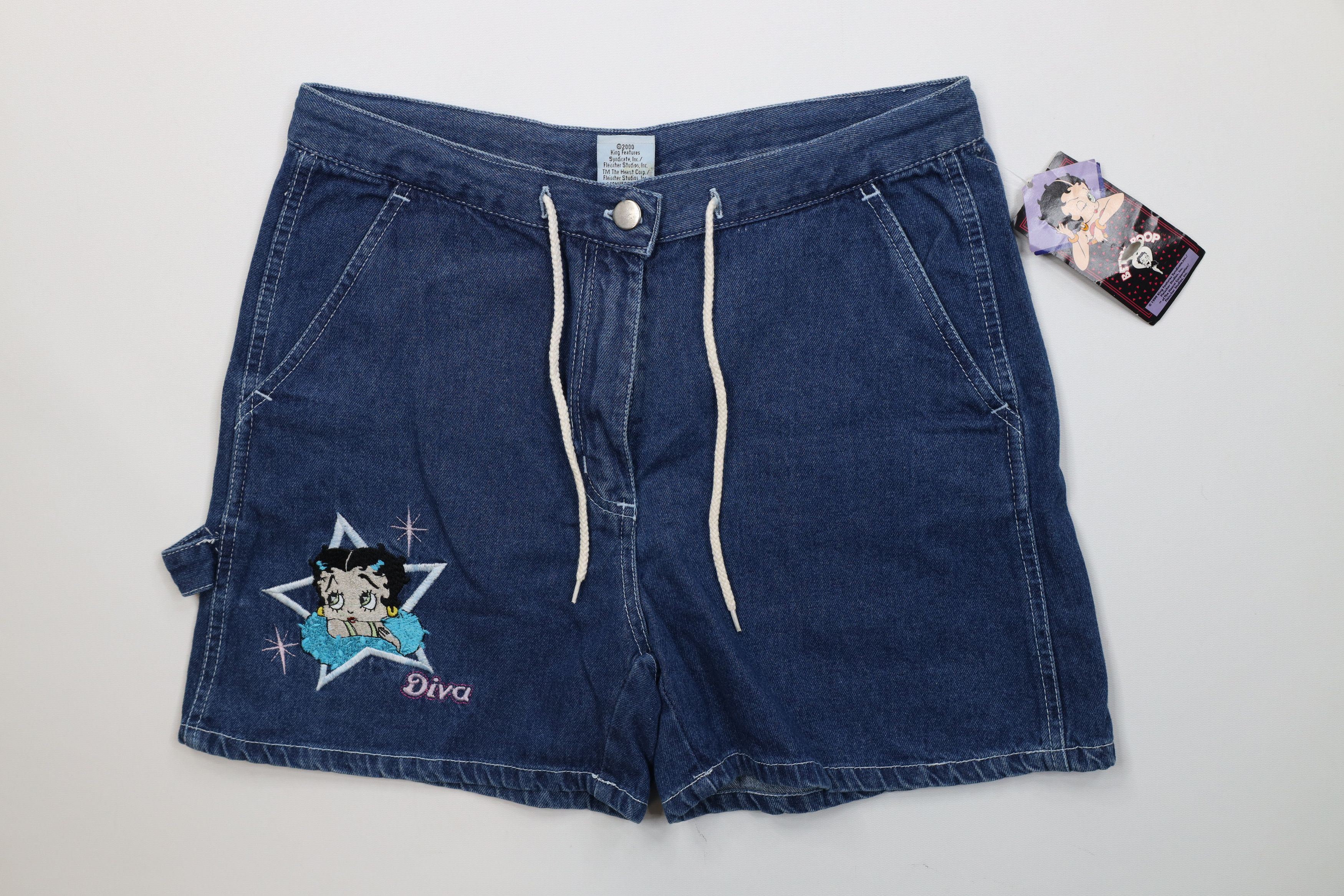 Vintage Deadstock Vintage Y2K Betty Boop Diva Denim Jean Shorts Size 32" / US 10 / IT 46 - 1 Thumbnail