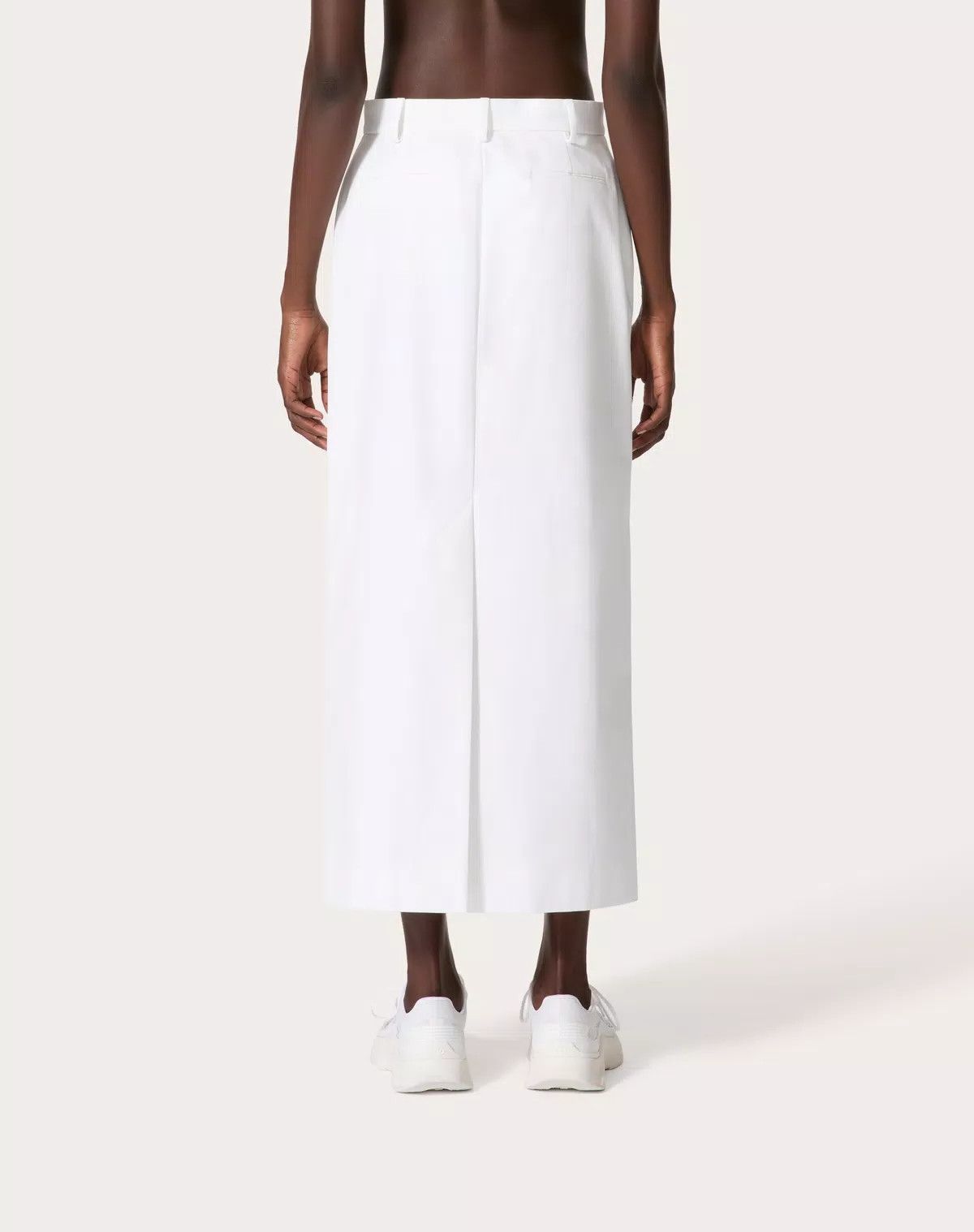 Valentino o1s1wg110525 Compact Popeline Skirt in White Size 28" / US 6 / IT 42 - 4 Thumbnail