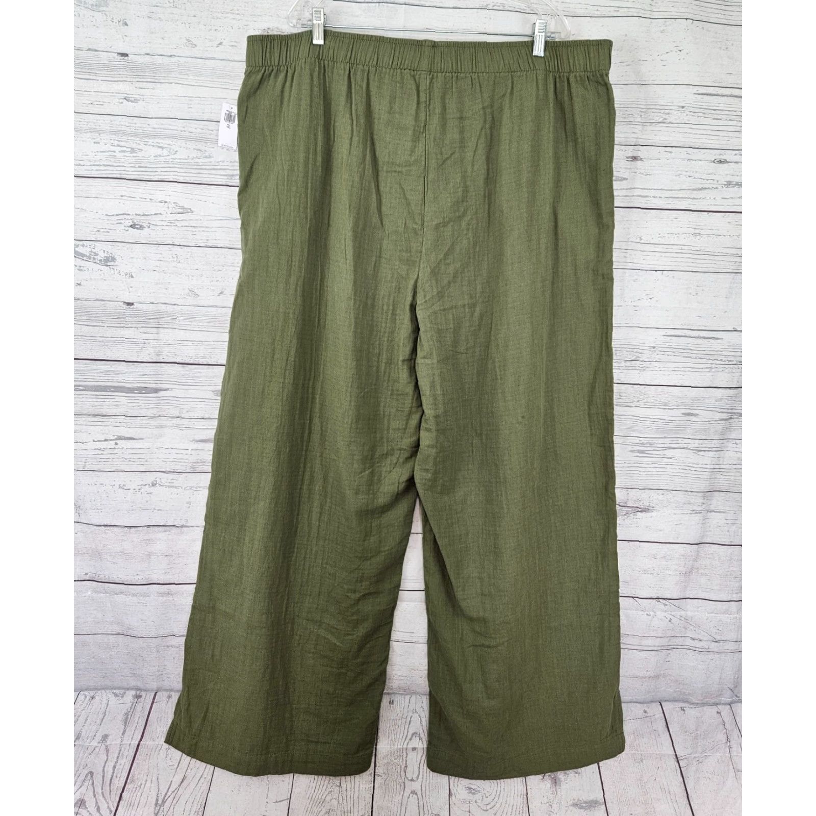 Old Navy Old Navy Womens Wide Leg High Rise Gauze Pants Sz 2XL Tall Green Cotton Pull On Size 40" / US 18 - 3 Thumbnail