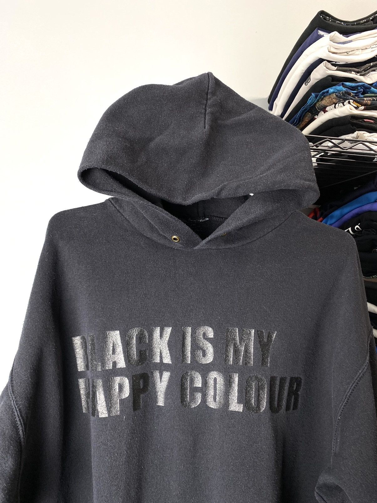 Vintage Vintage 1990’s Black Is My Happy Colour Hoodie Grail Size US L / EU 52-54 / 3 - 2 Thumbnail