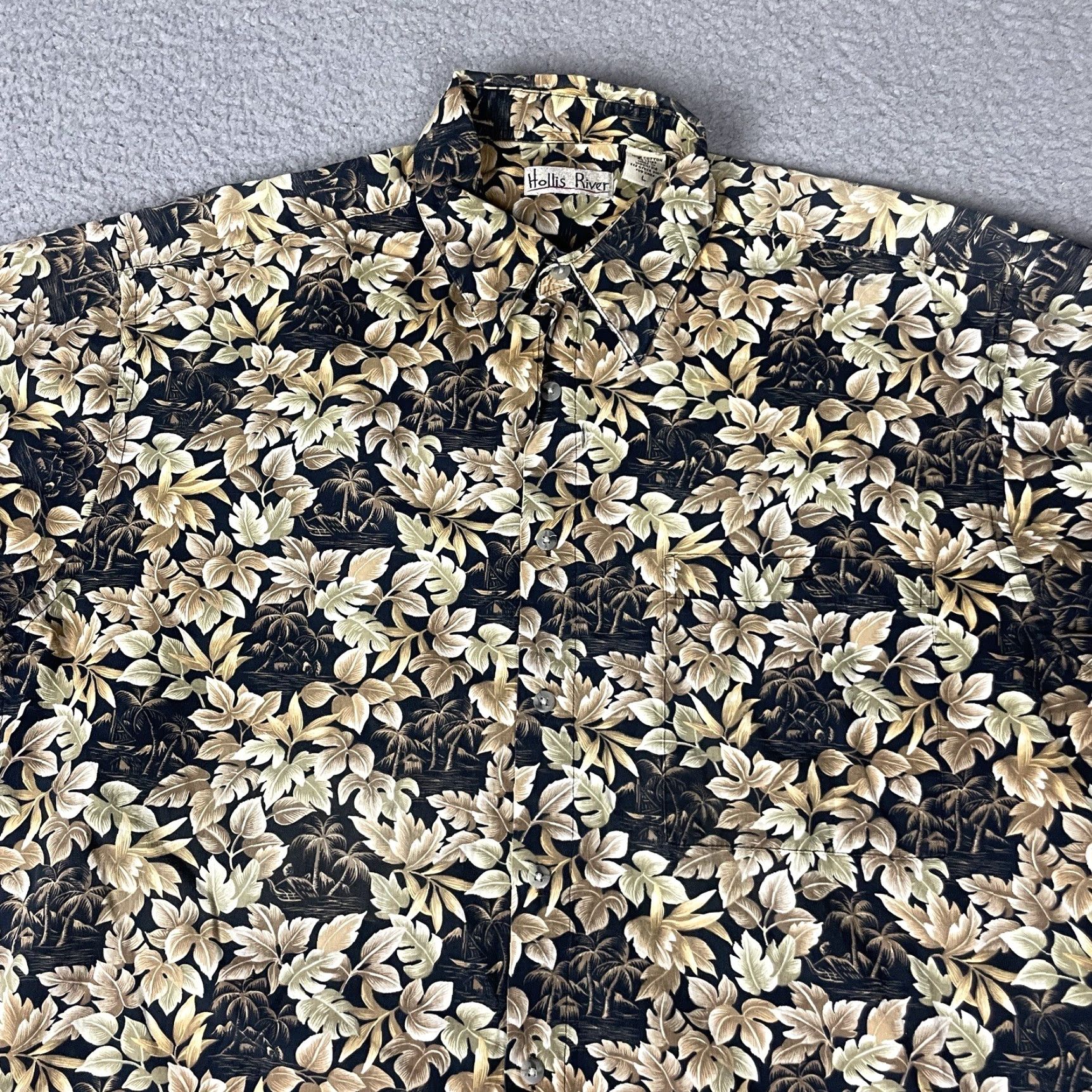 Vintage Hollis River Shirt Adult L Black Button-Up Short Sleeve Hawaiian Floral Size US L / EU 52-54 / 3 - 2 Thumbnail