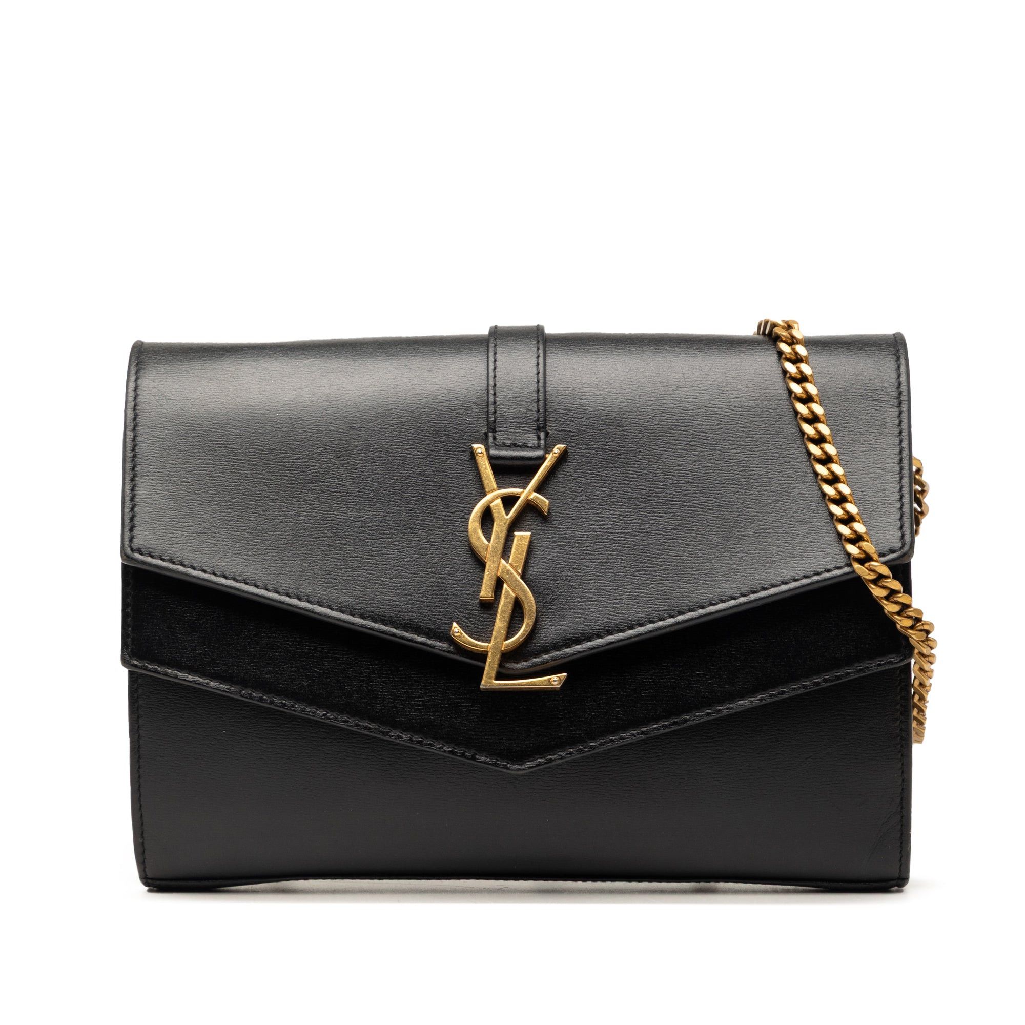 Saint Laurent Paris Leather Monogram Sulpice Wallet on Chain Size ONE SIZE - 1 Thumbnail