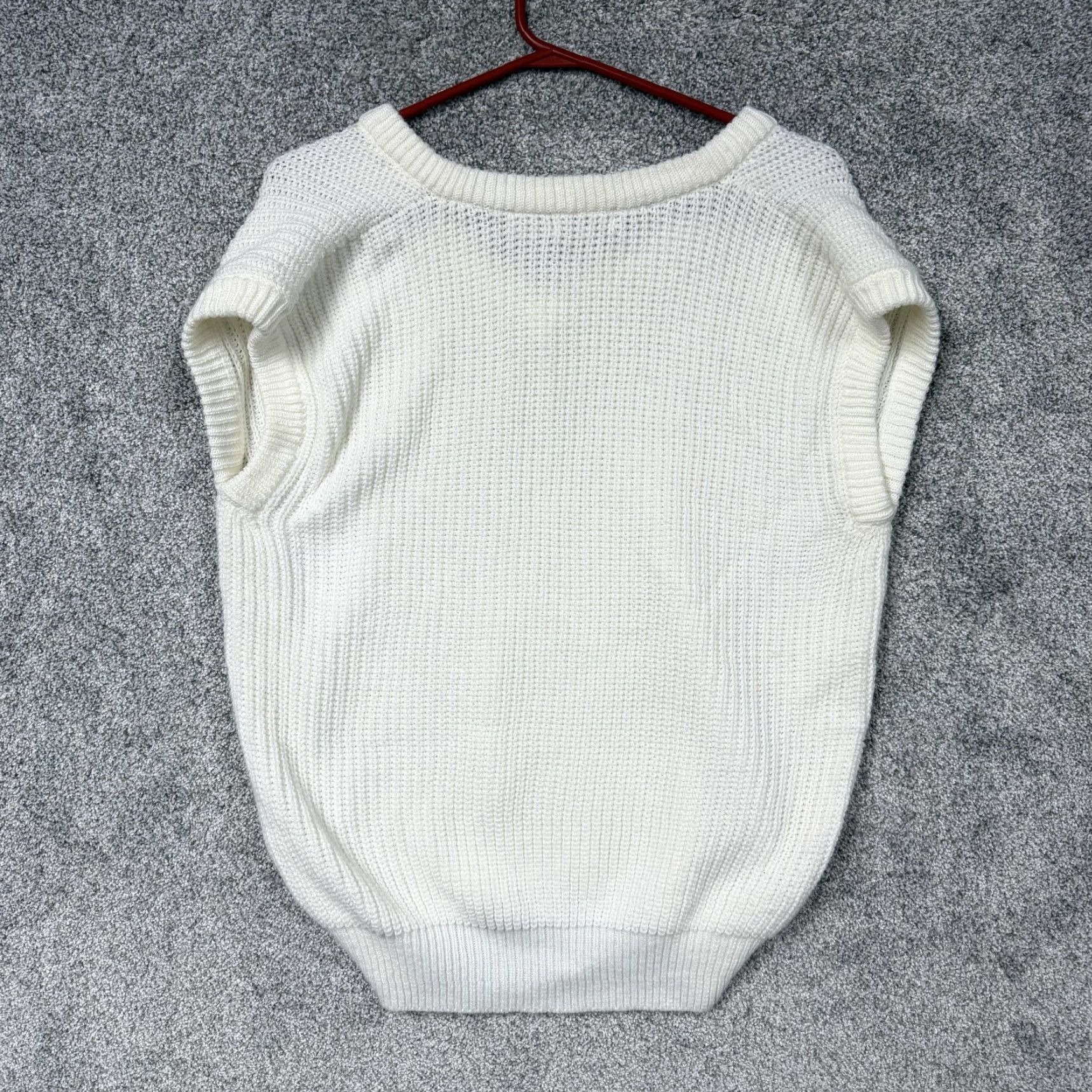 Vintage VINTAGE HJA Collection Sweater Vest Womens 38 Cream Chunky Knit V-Neck 80s 90s Size XS / US 0-2 / IT 36-38 - 7 Thumbnail