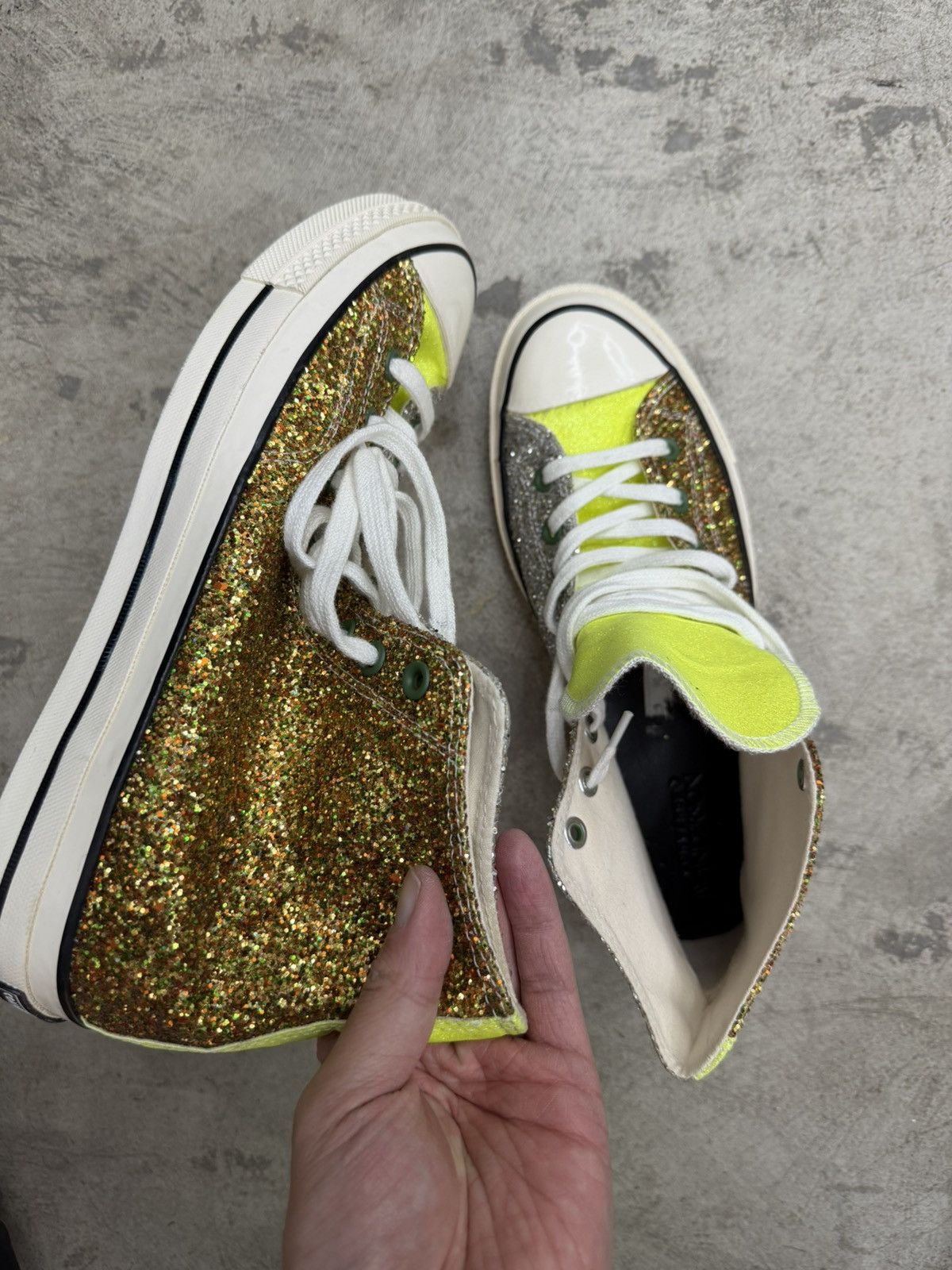 JW Anderson RARE SAMPLE JW Anderson Converse High Glitter Gold Silver Size US 11 / EU 44 - 4 Thumbnail