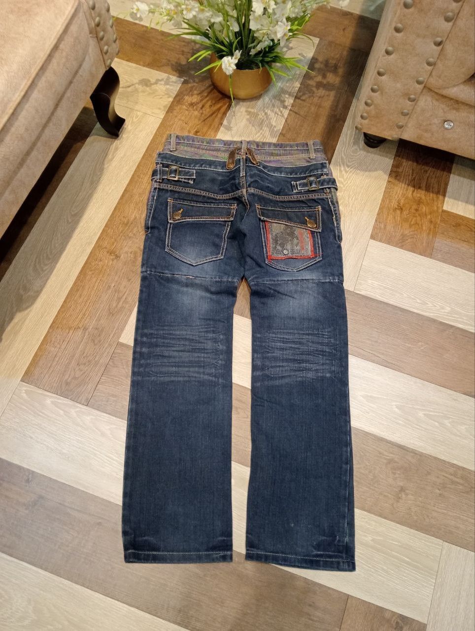 Japanese Brand JAPANESE DOUBLE WAIST BLUE DENIM PANTS Size US 33 - 11 Thumbnail