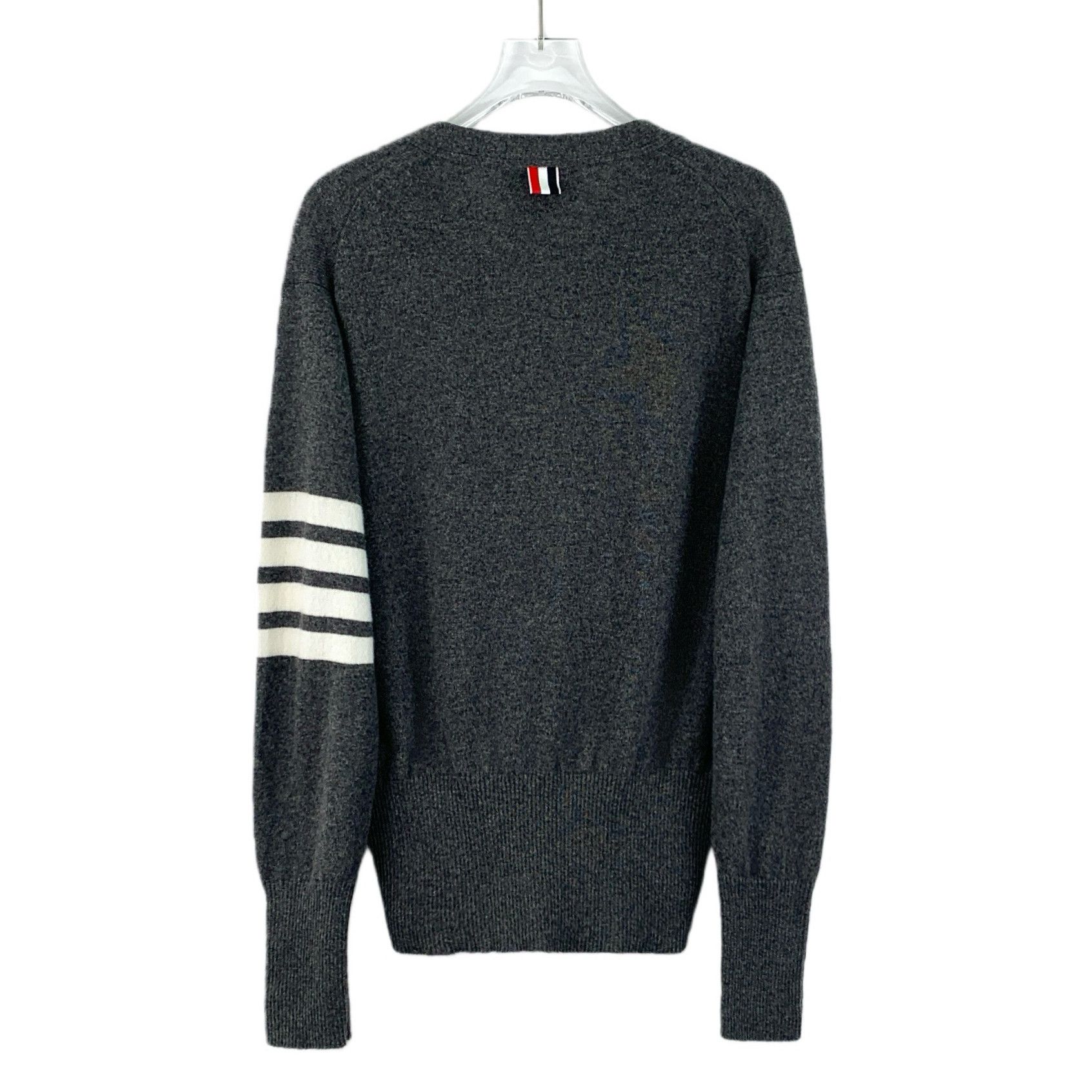 Thom Browne Dark Grey 4-Bar Cashmere Cardigan (Size 3)