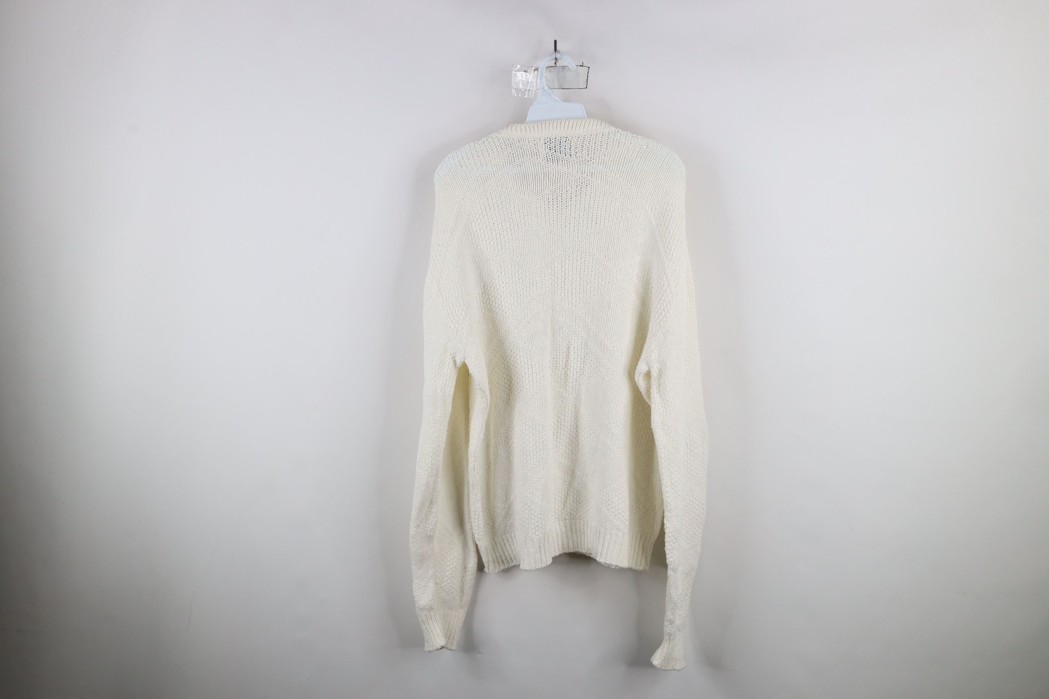 Vintage Vintage 90s Streetwear Knit Crewneck Sweater White USA Size US XL / EU 56 / 4 - 8 Thumbnail