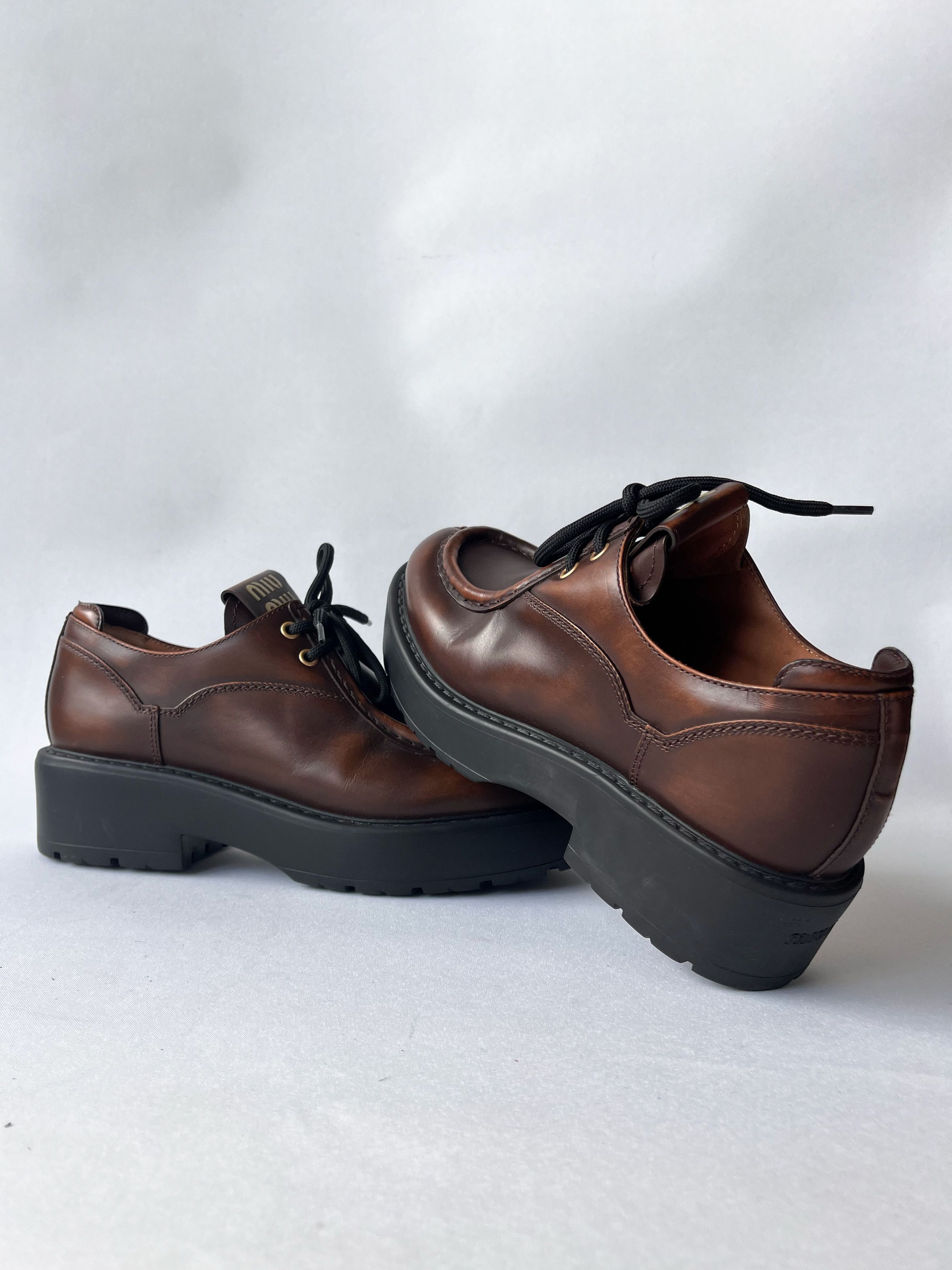 Miu Miu MiuMiu Brown Leather Loafers Size US 11 / IT 41 - 3 Thumbnail