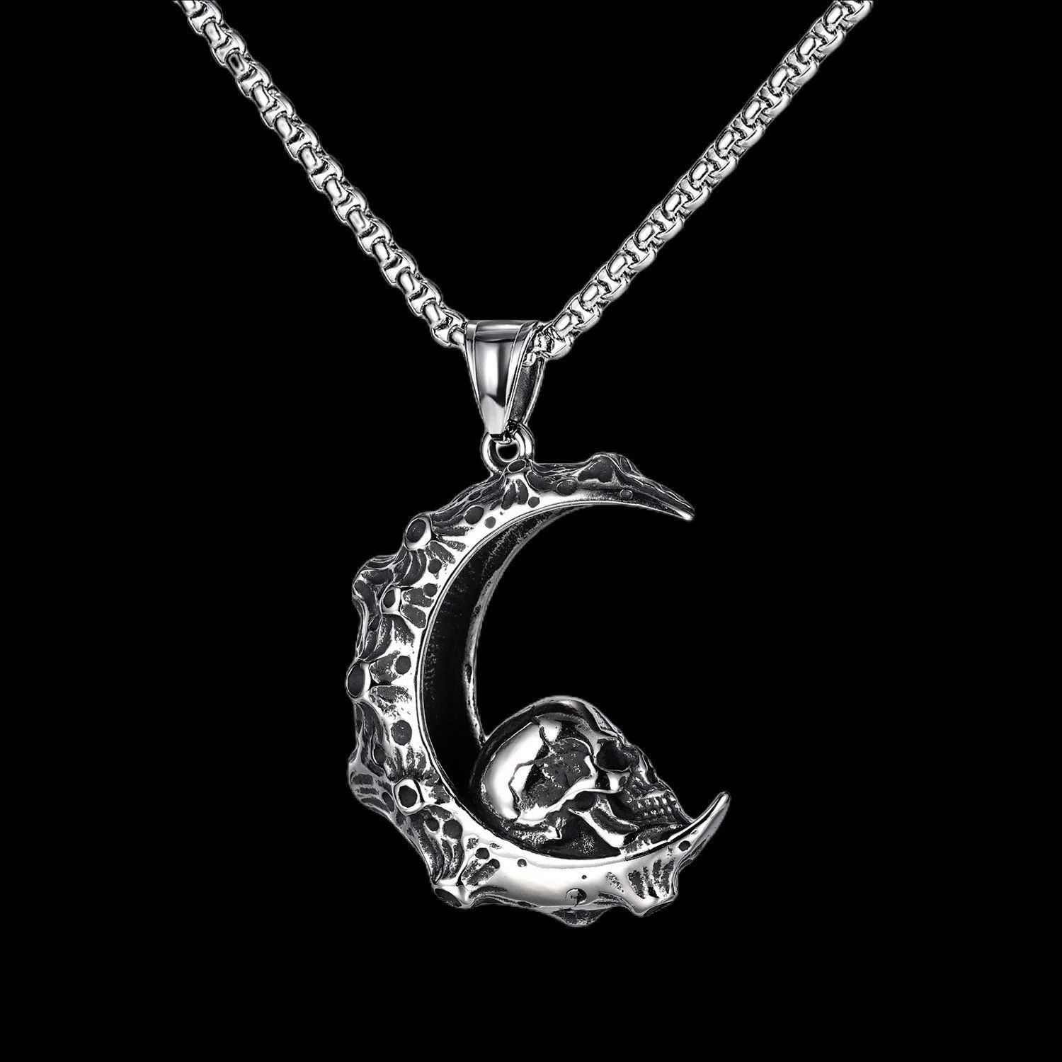 Jewelry Moon Skull Pendant Necklace 2025 Size ONE SIZE - 2 Thumbnail
