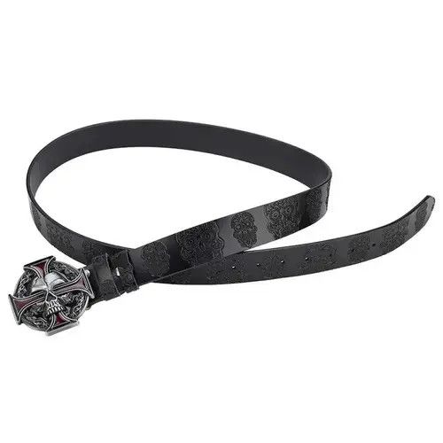 Other Skull Leather Belt Size ONE SIZE - 1 Thumbnail